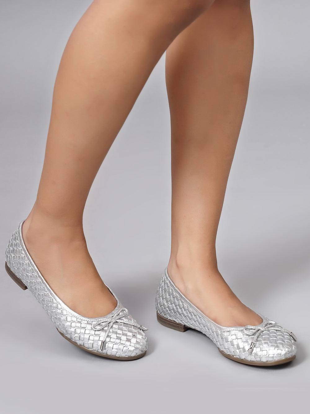 Florence Silver Leather Ballerina