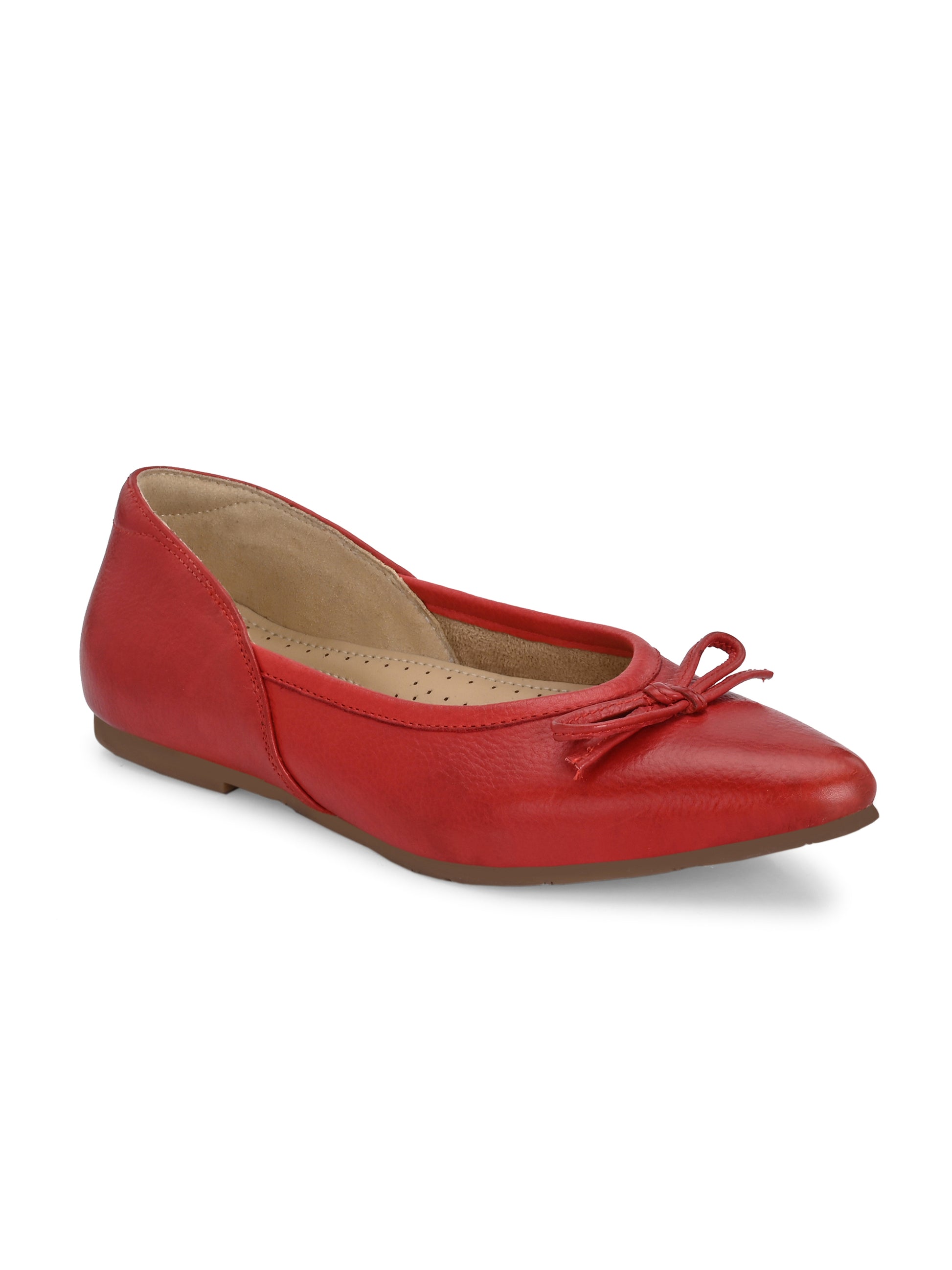 Cherry Red Bow Pointed Flats