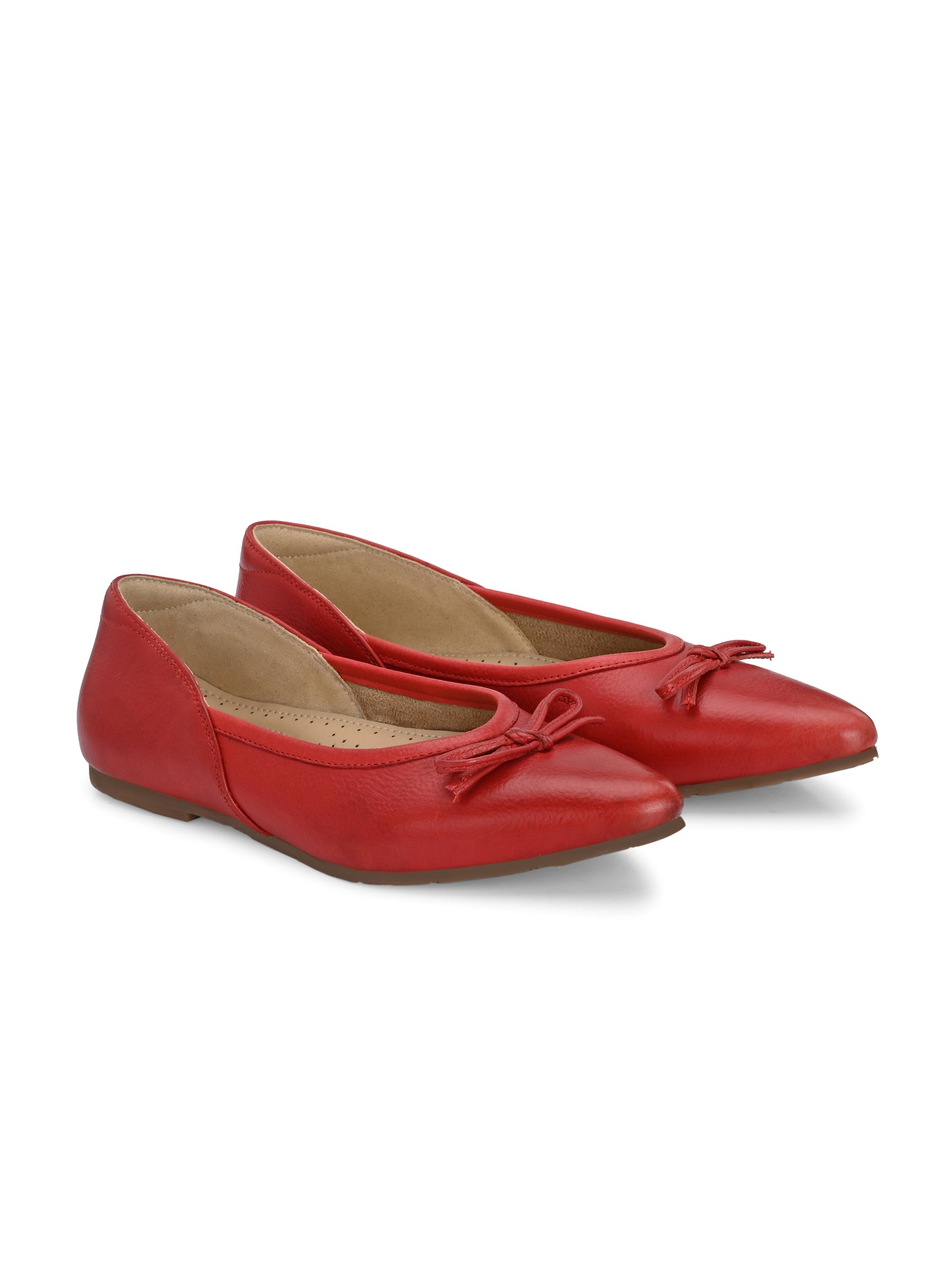 Cherry Red Bow Pointed Flats
