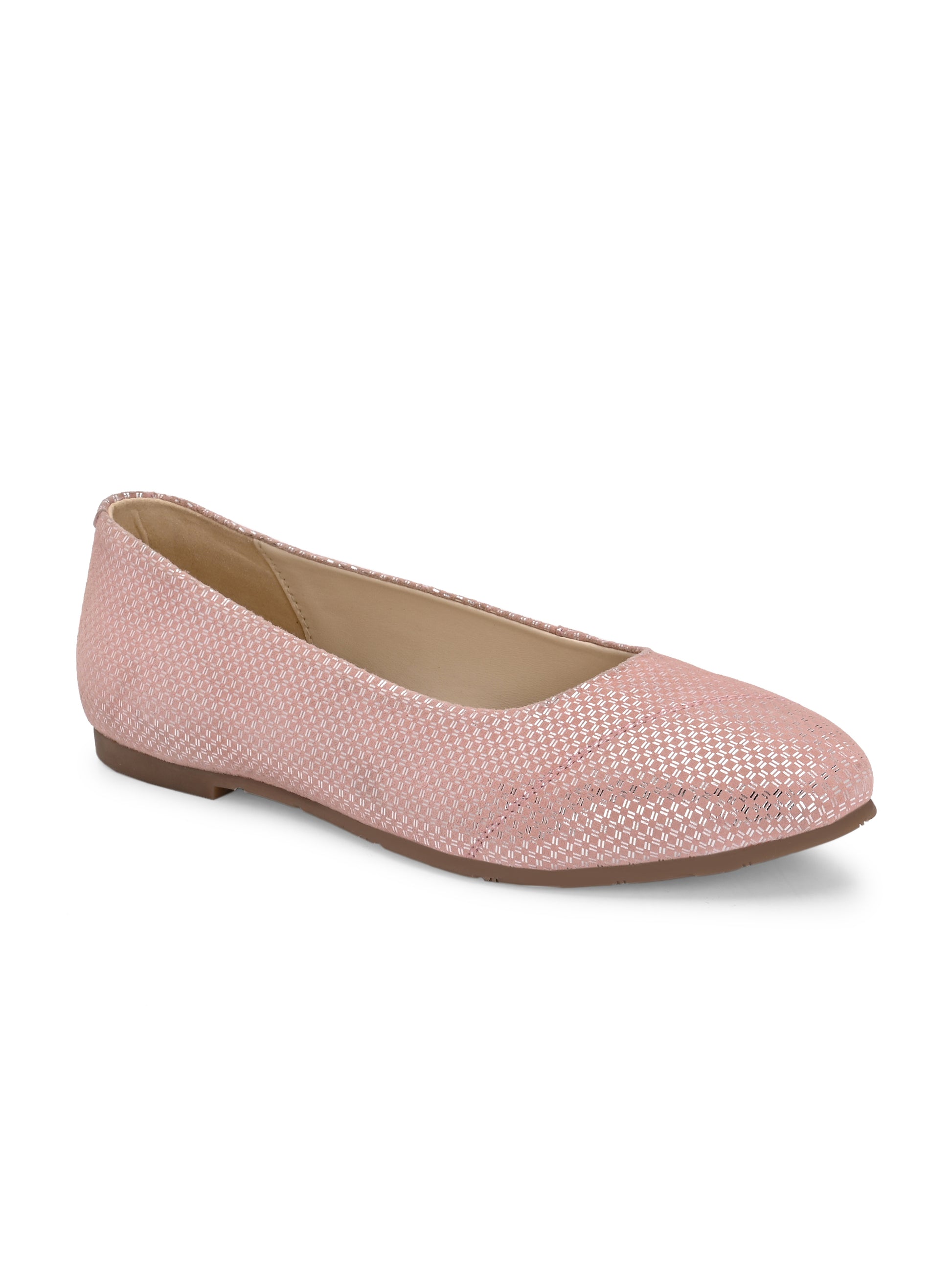 Pastel Pink Textured Ballet Flats