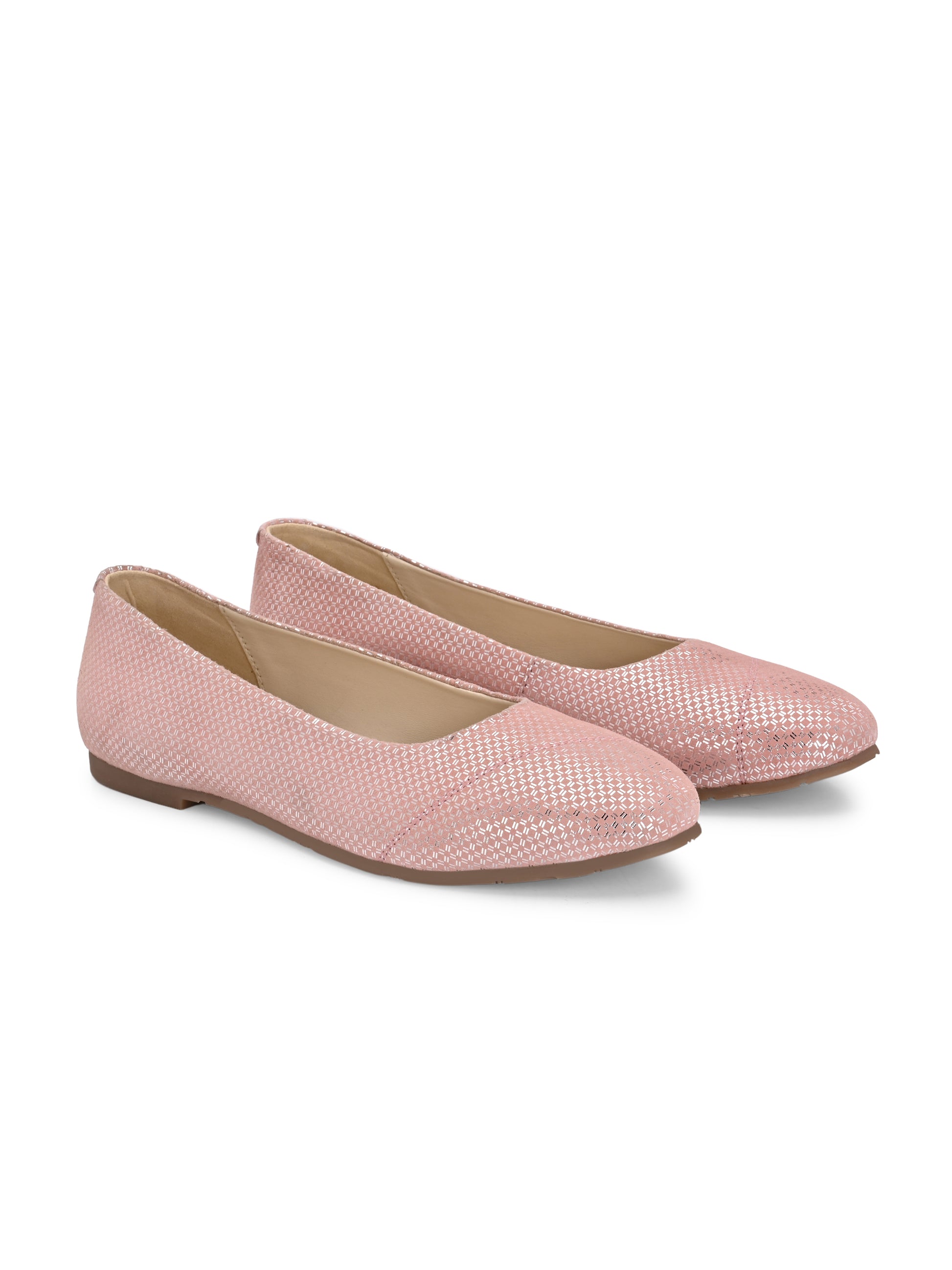 Pastel Pink Textured Ballet Flats