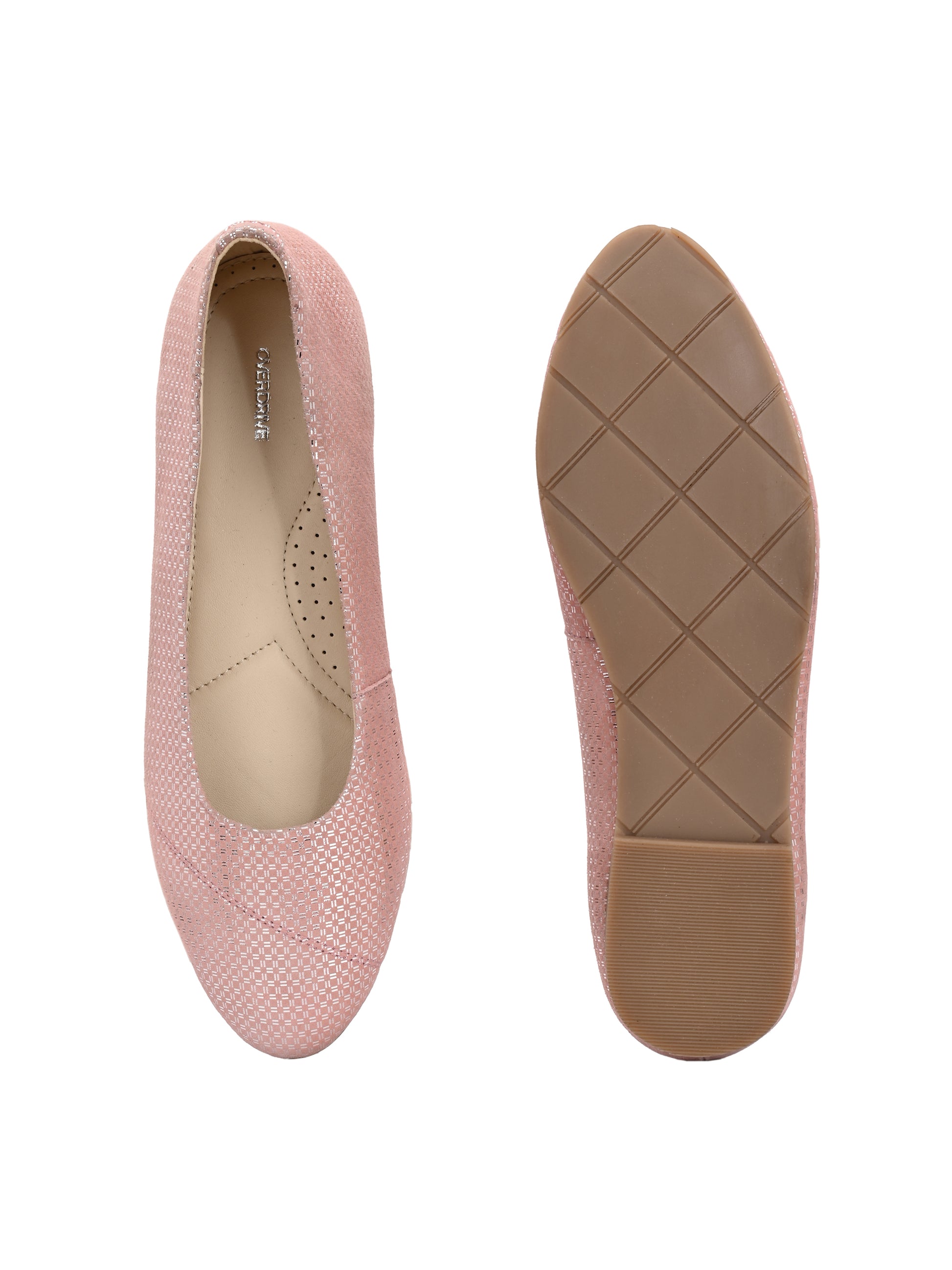 Pastel Pink Textured Ballet Flats