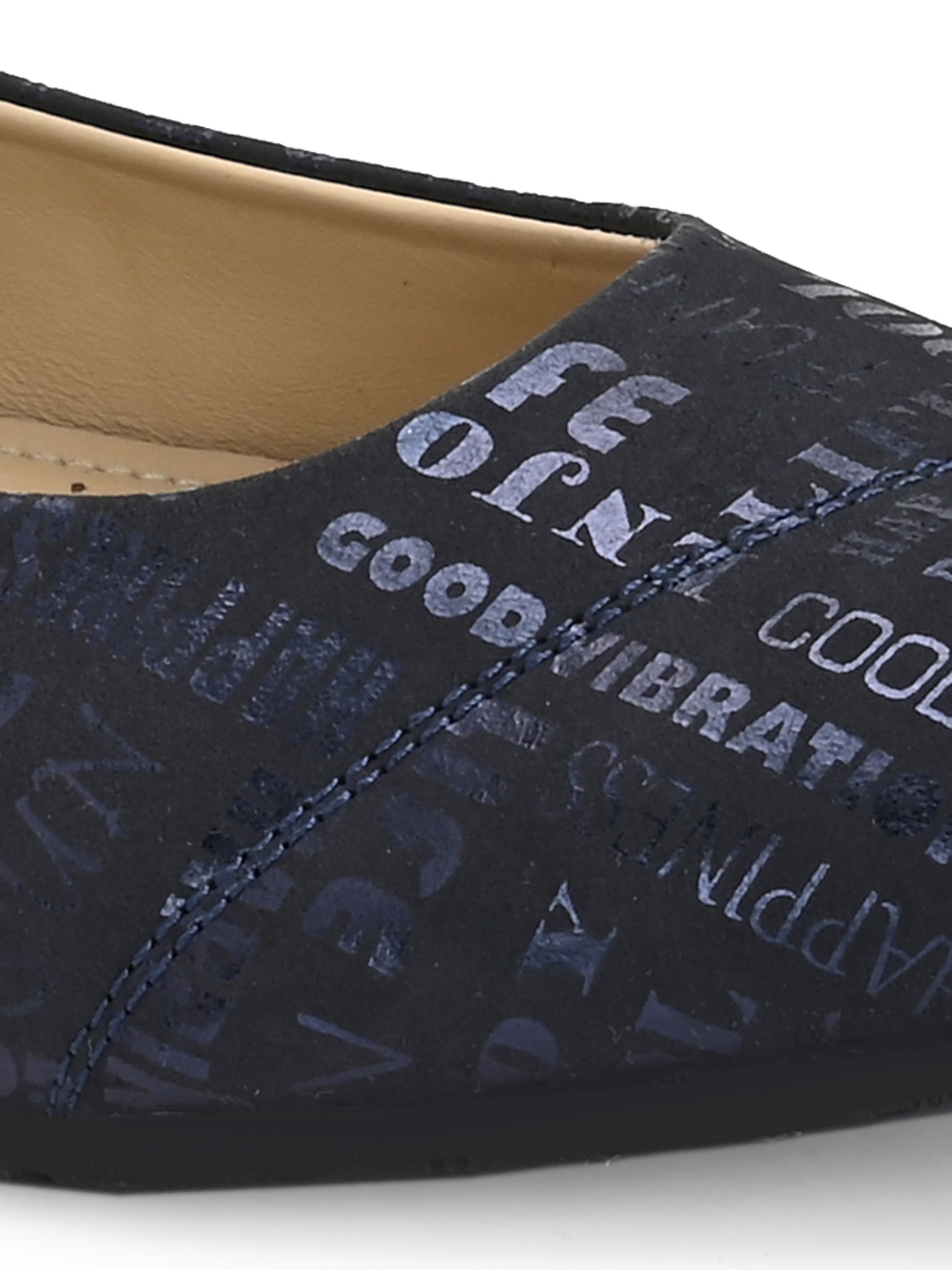 Overdrive Women’s Navy Blue Printed Flats – Cushioned Everyday Ballerinas