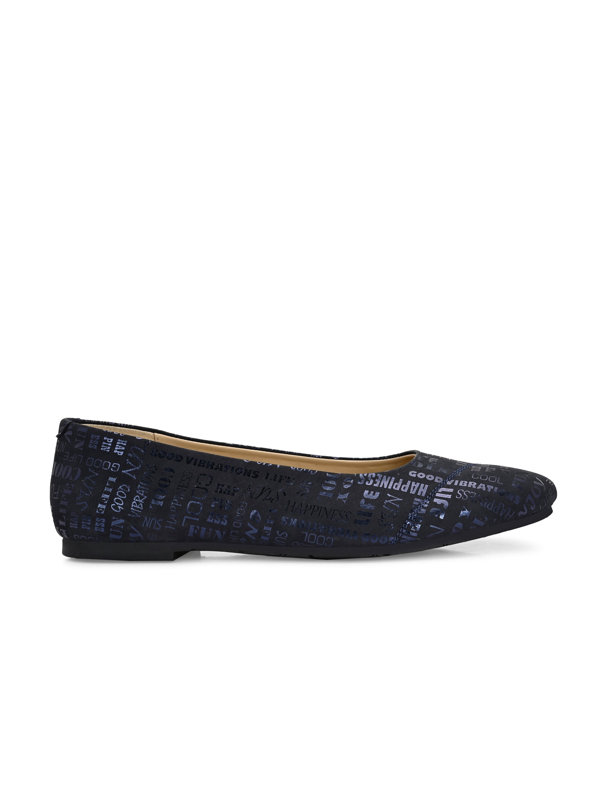 Overdrive Women’s Navy Blue Printed Flats – Cushioned Everyday Ballerinas