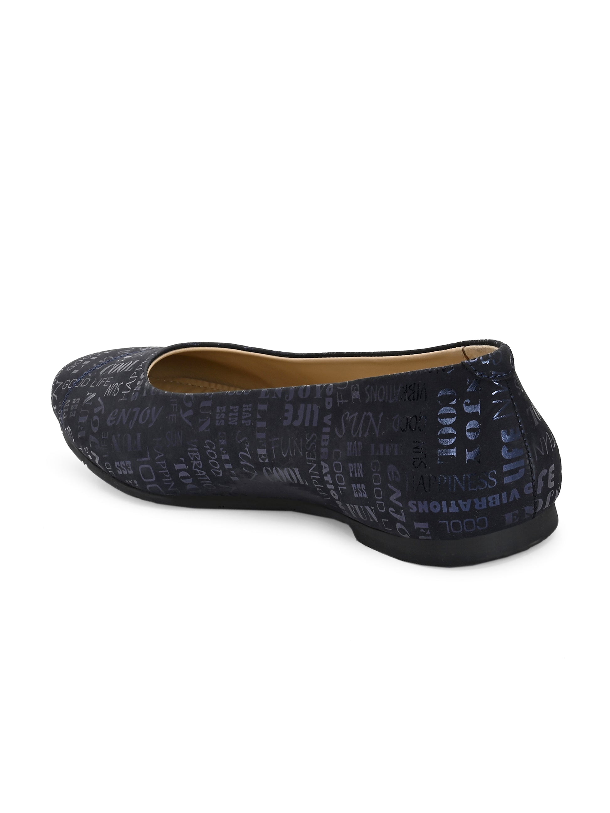 Overdrive Women’s Navy Blue Printed Flats – Cushioned Everyday Ballerinas