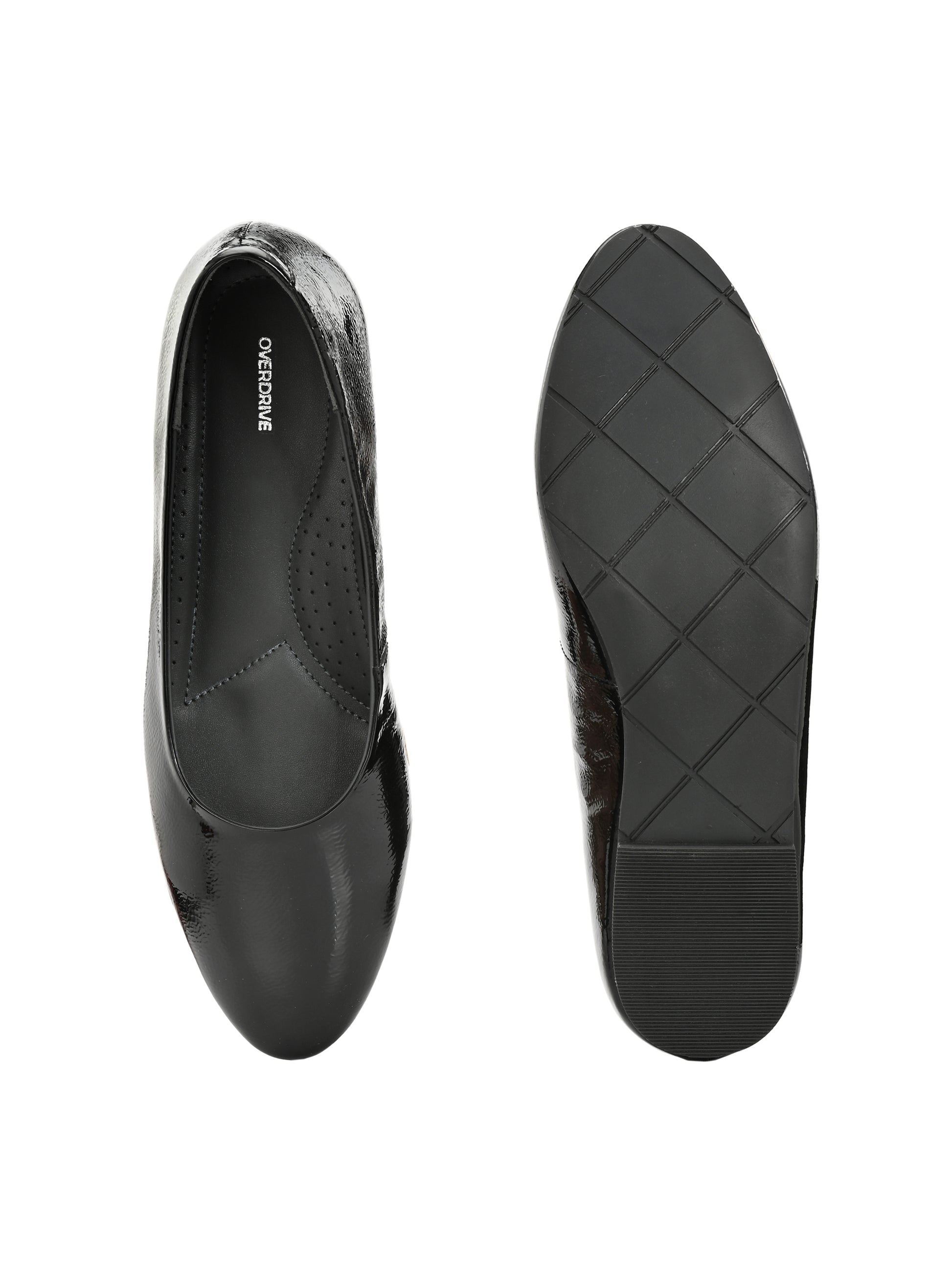 Black Glossy Comfort Ballerinas