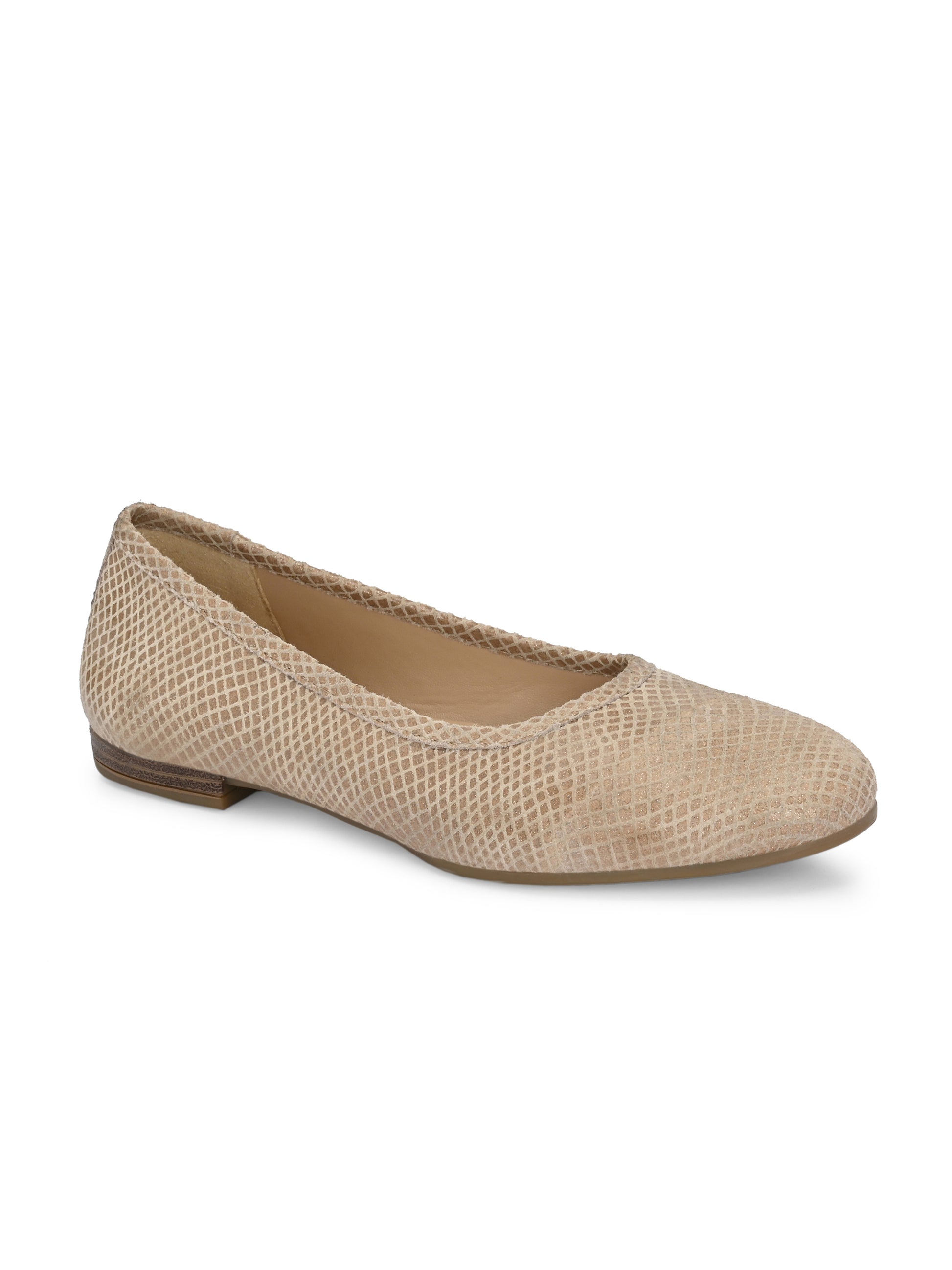 Beige Color Textured Flats – Reptile Embossed Slip-Ons