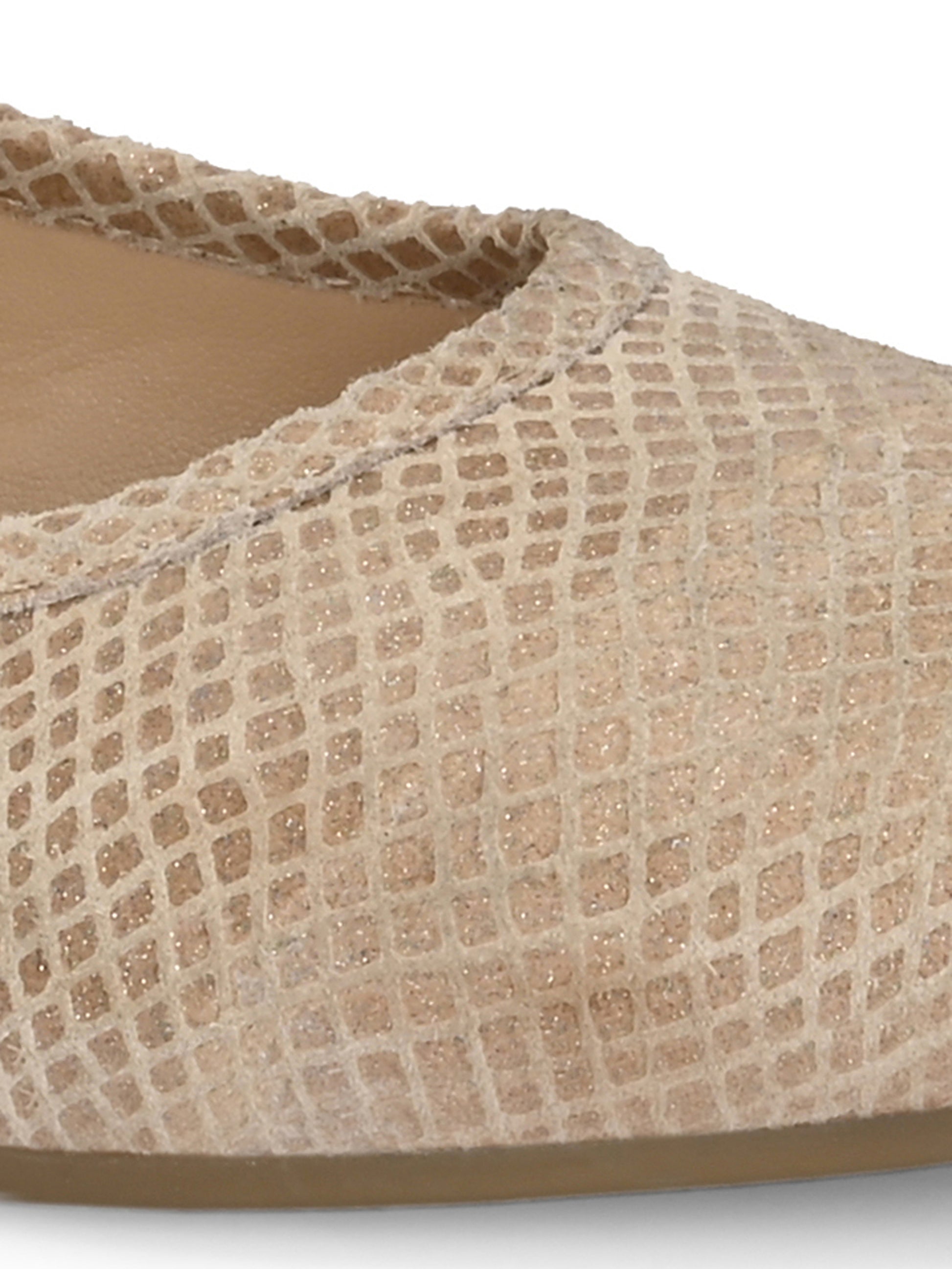 Beige Color Textured Flats – Reptile Embossed Slip-Ons
