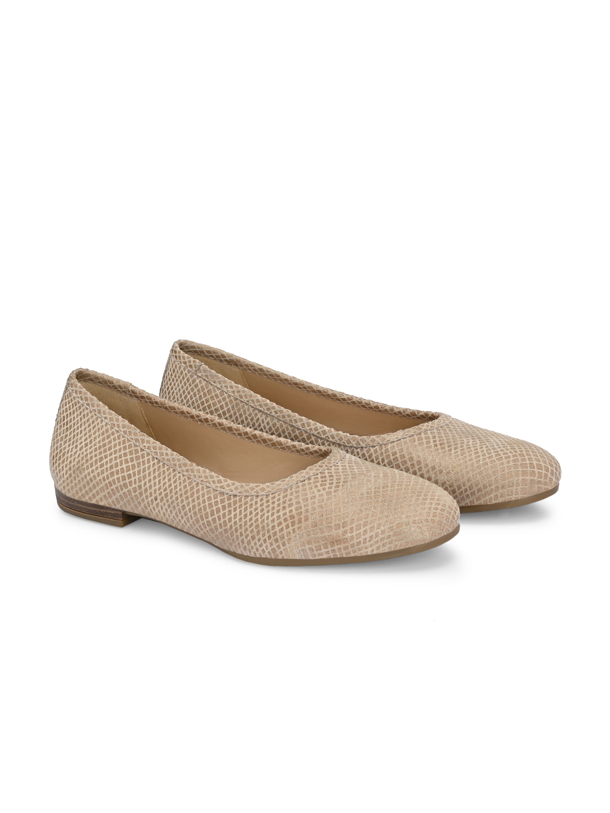 Beige Color Textured Flats – Reptile Embossed Slip-Ons