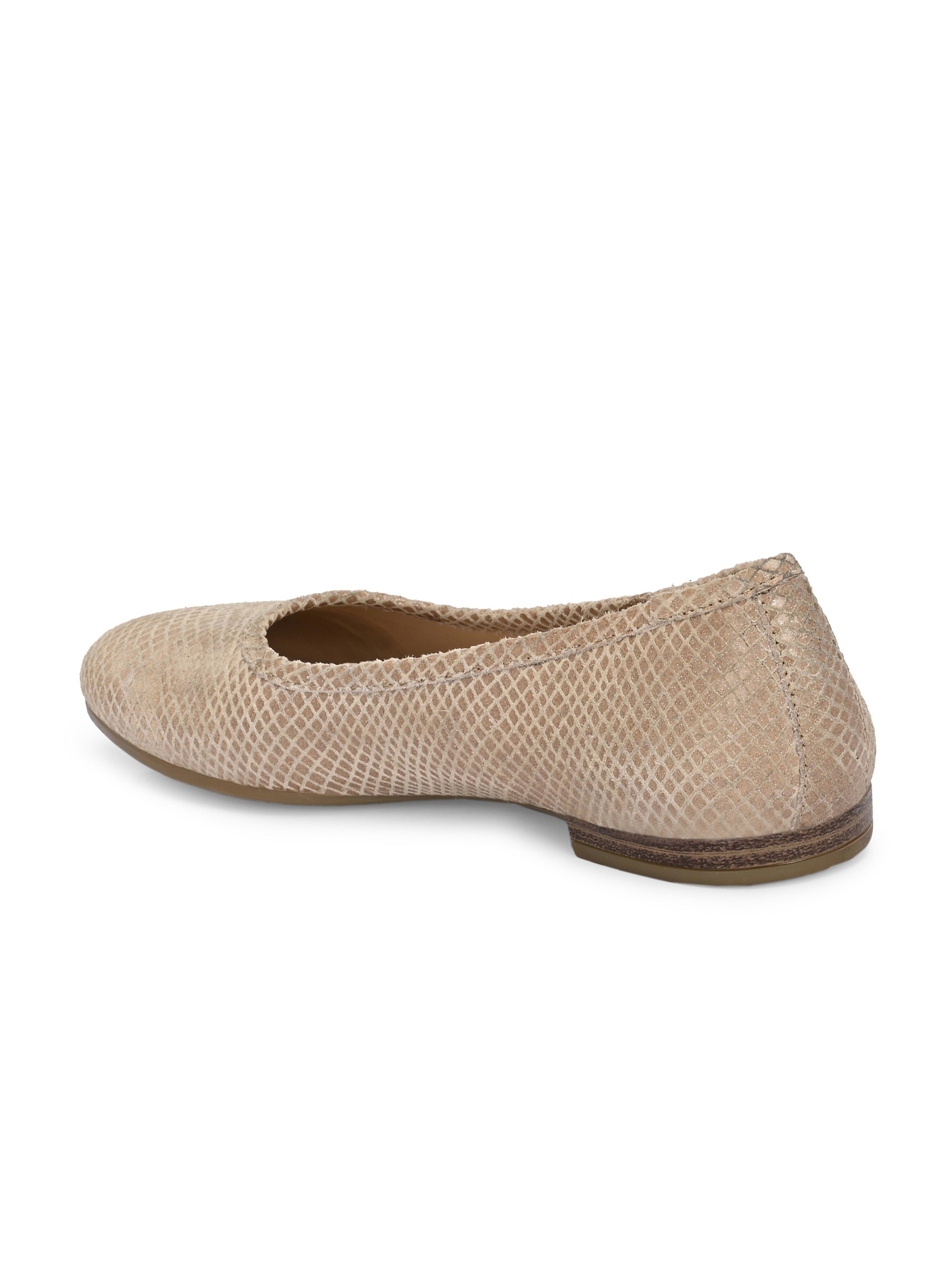 Beige Color Textured Flats – Reptile Embossed Slip-Ons