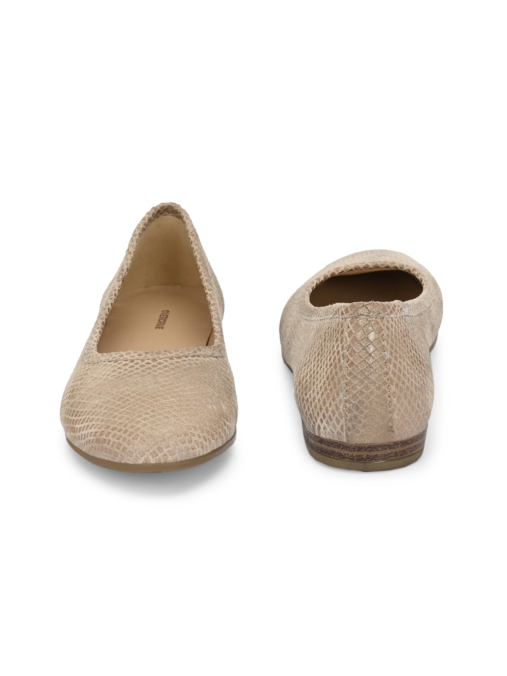 Beige Color Textured Flats – Reptile Embossed Slip-Ons