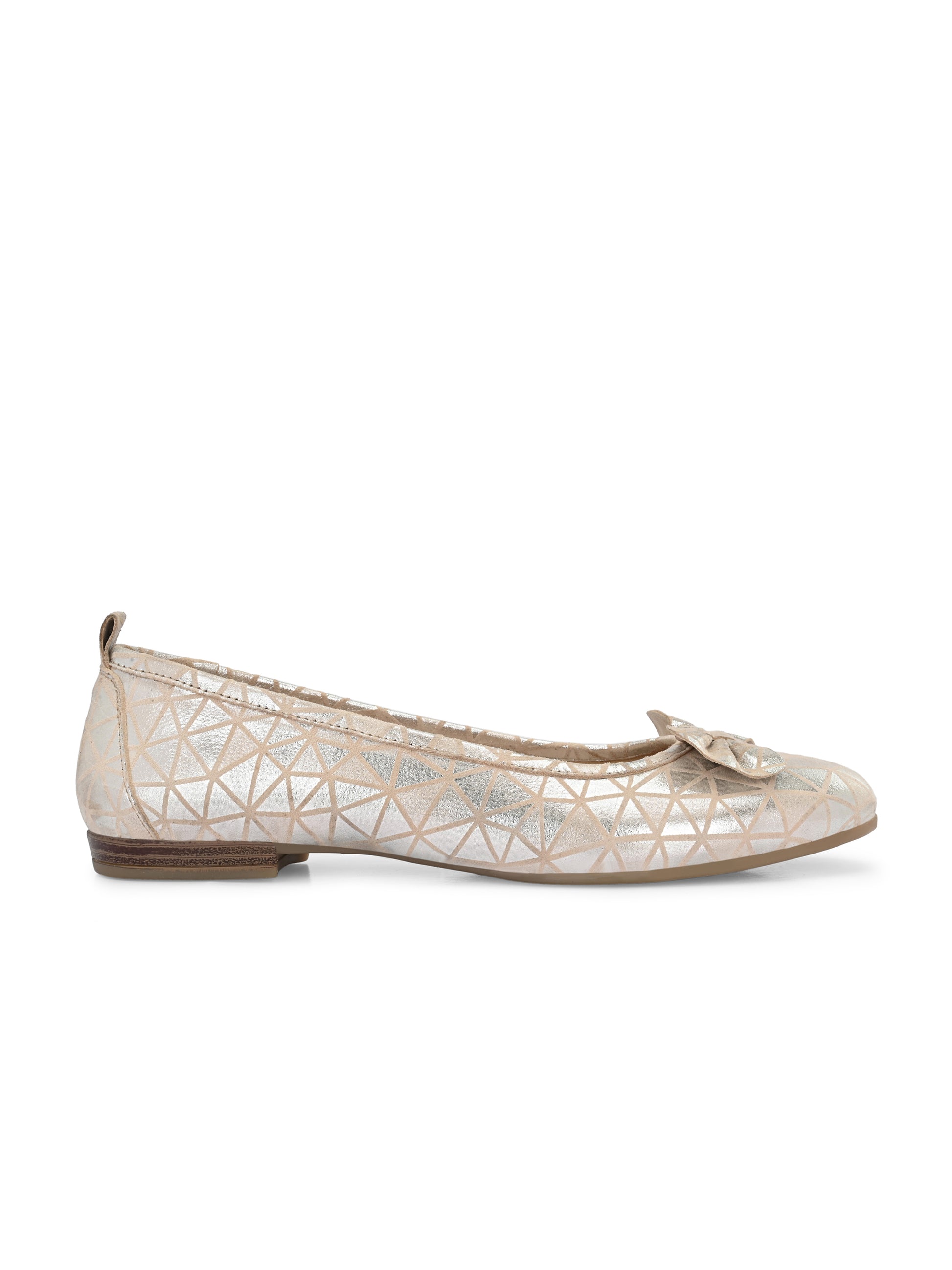 Champagne Gold Color Ballet Flats – Geometric Shimmer Bow
