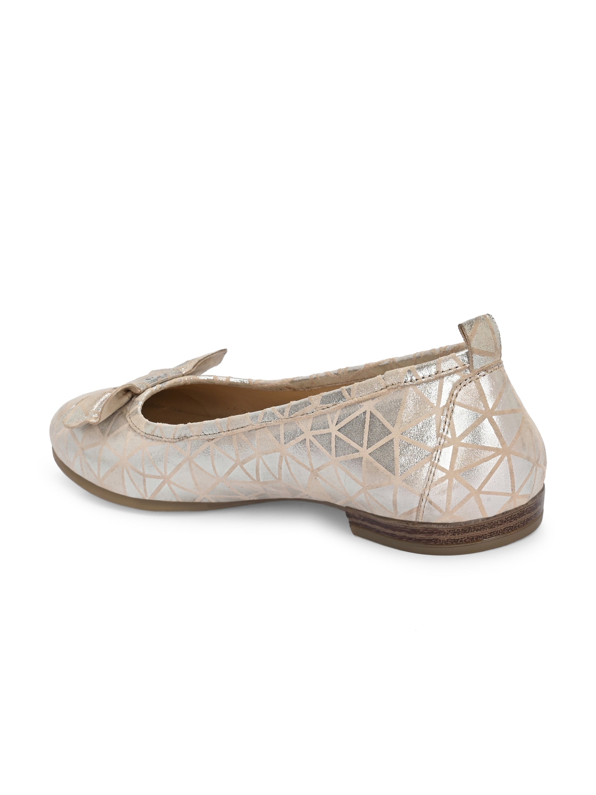 Champagne Gold Color Ballet Flats – Geometric Shimmer Bow