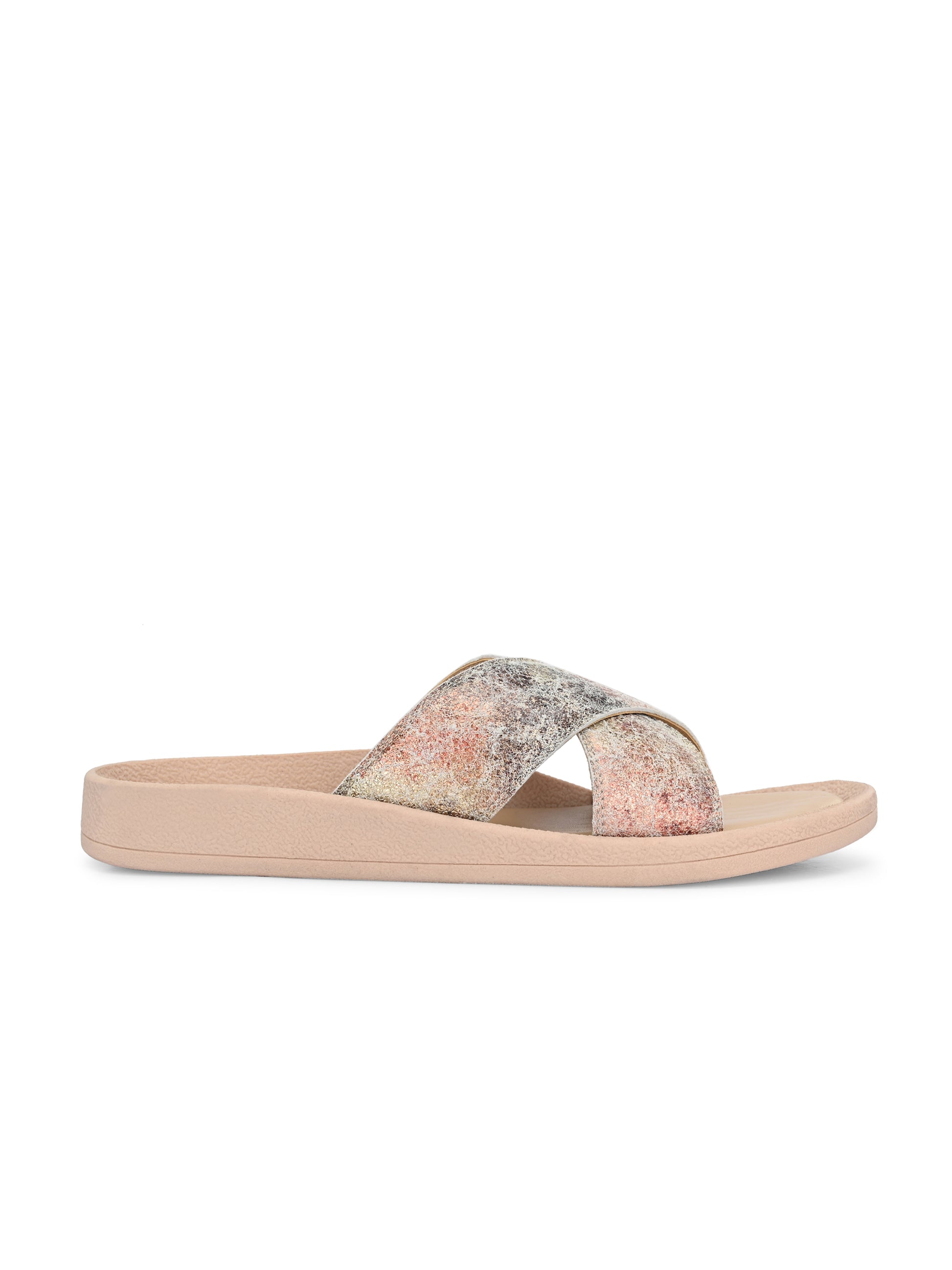 Blush & Silver Shimmer Slides