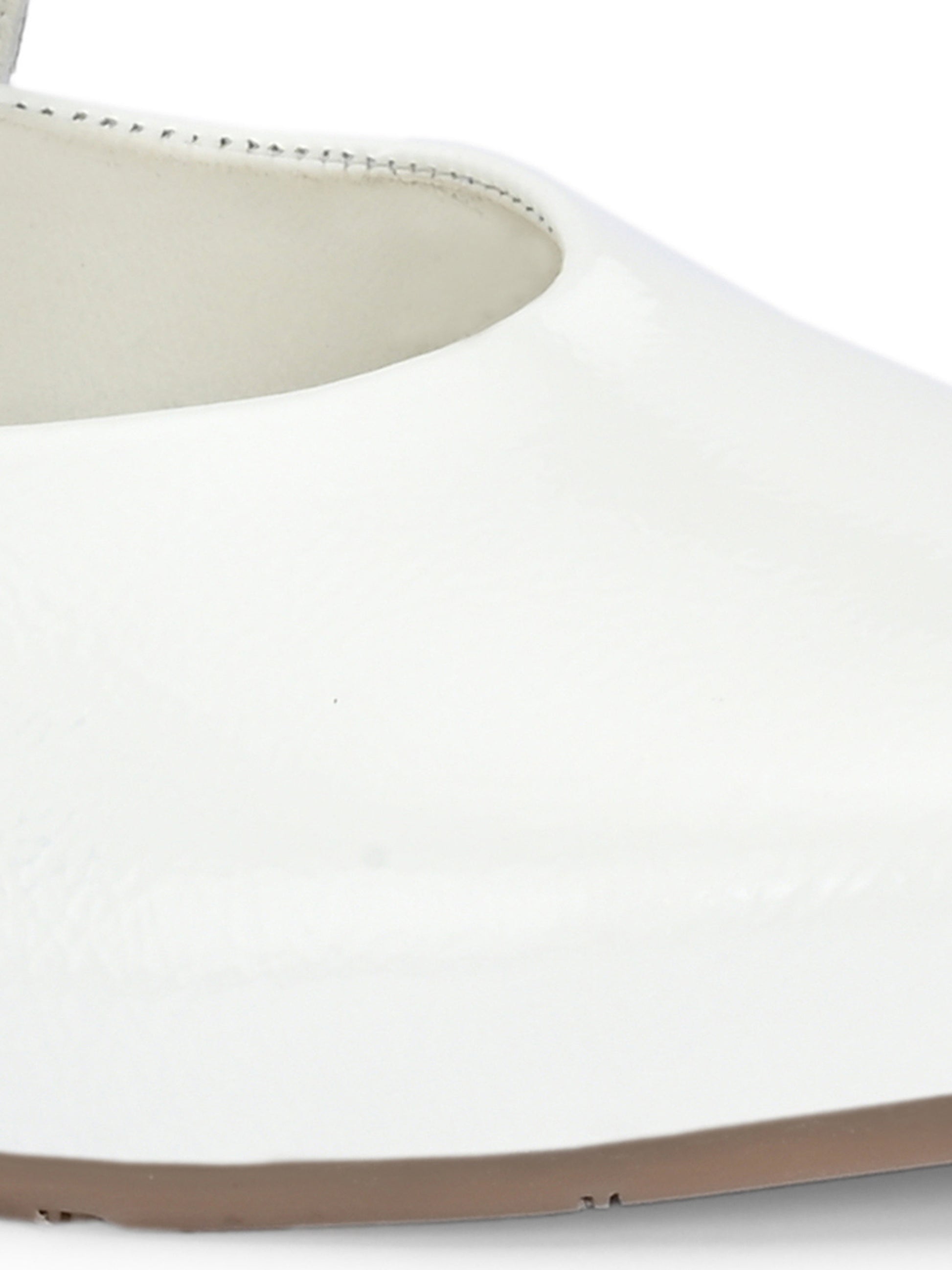 White Color Patent Mary Janes Pointed Toe Flats