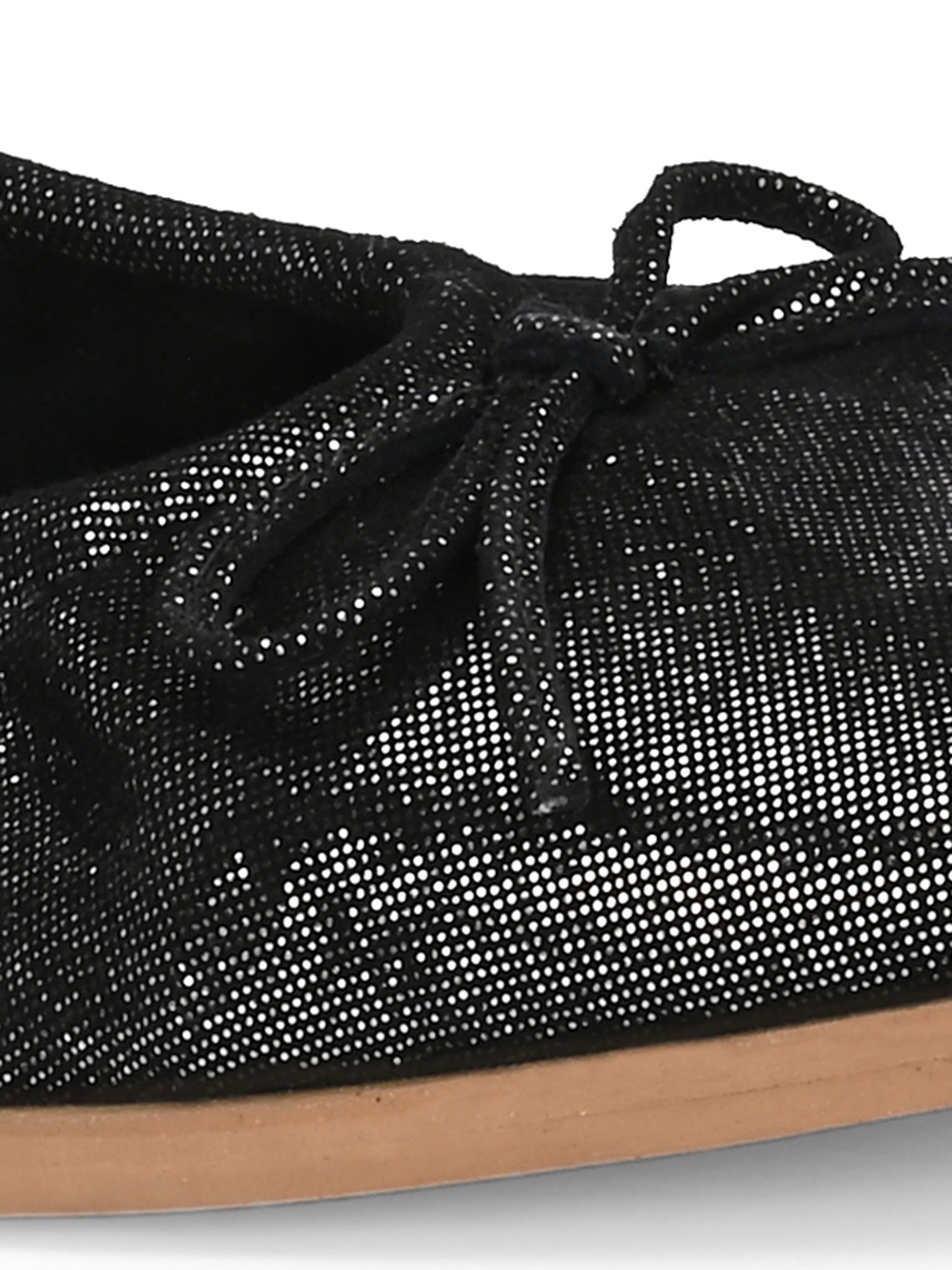 Black Color Shimmer Bow Ballet Flats – Iridescent Party Shoes