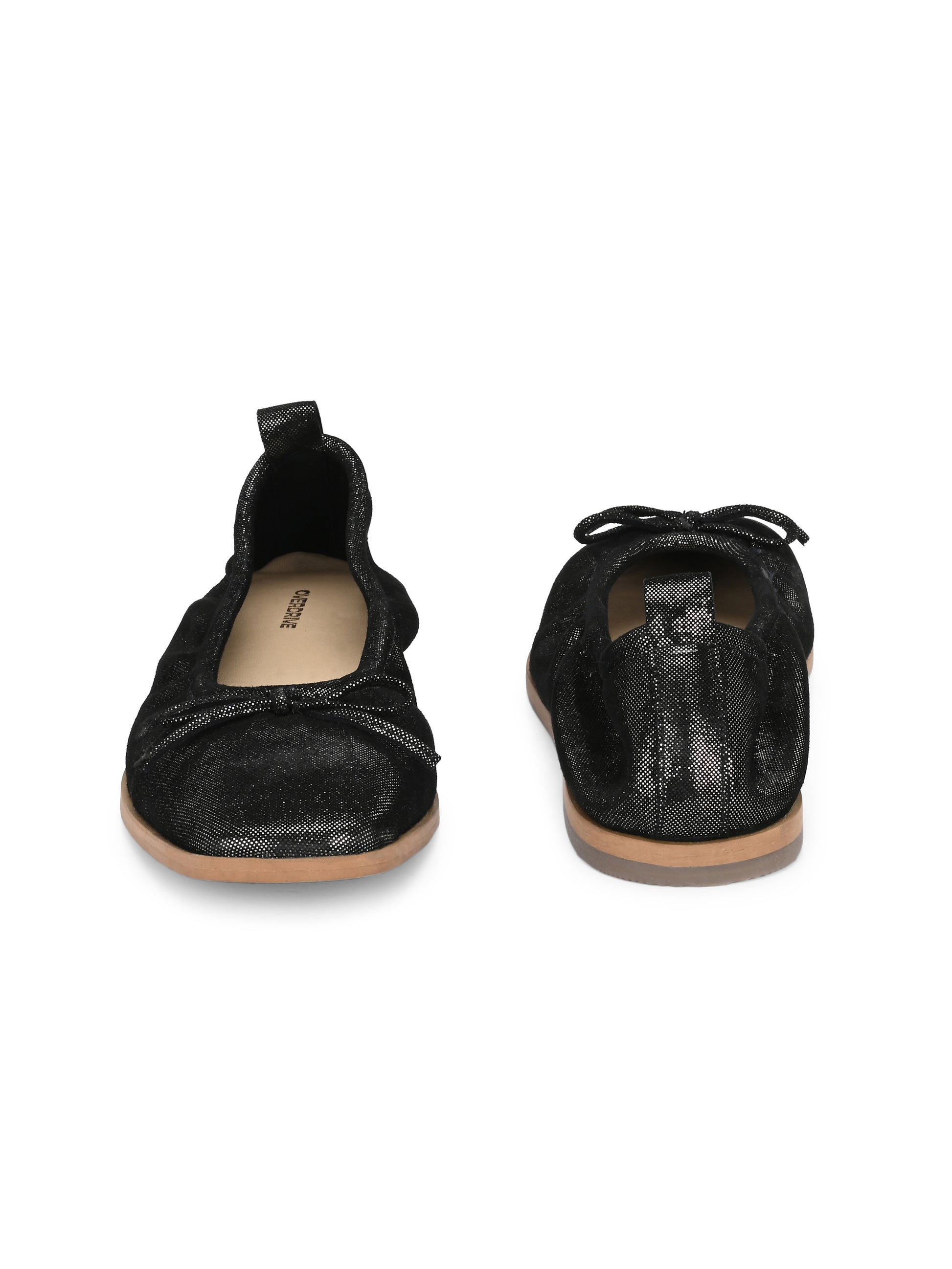 Black Color Shimmer Bow Ballet Flats – Iridescent Party Shoes