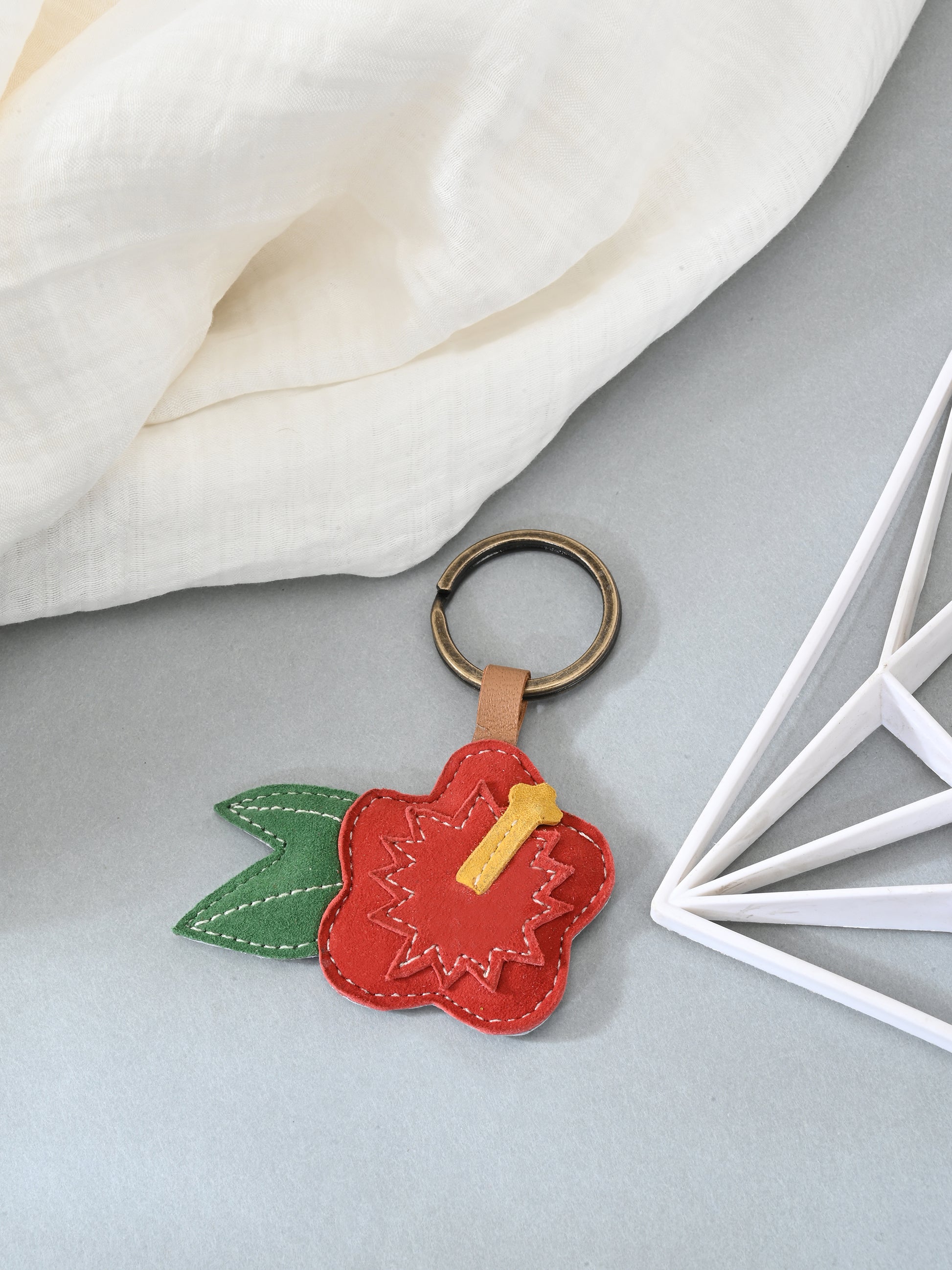 Hibiscus Bloom Leather Key Ring