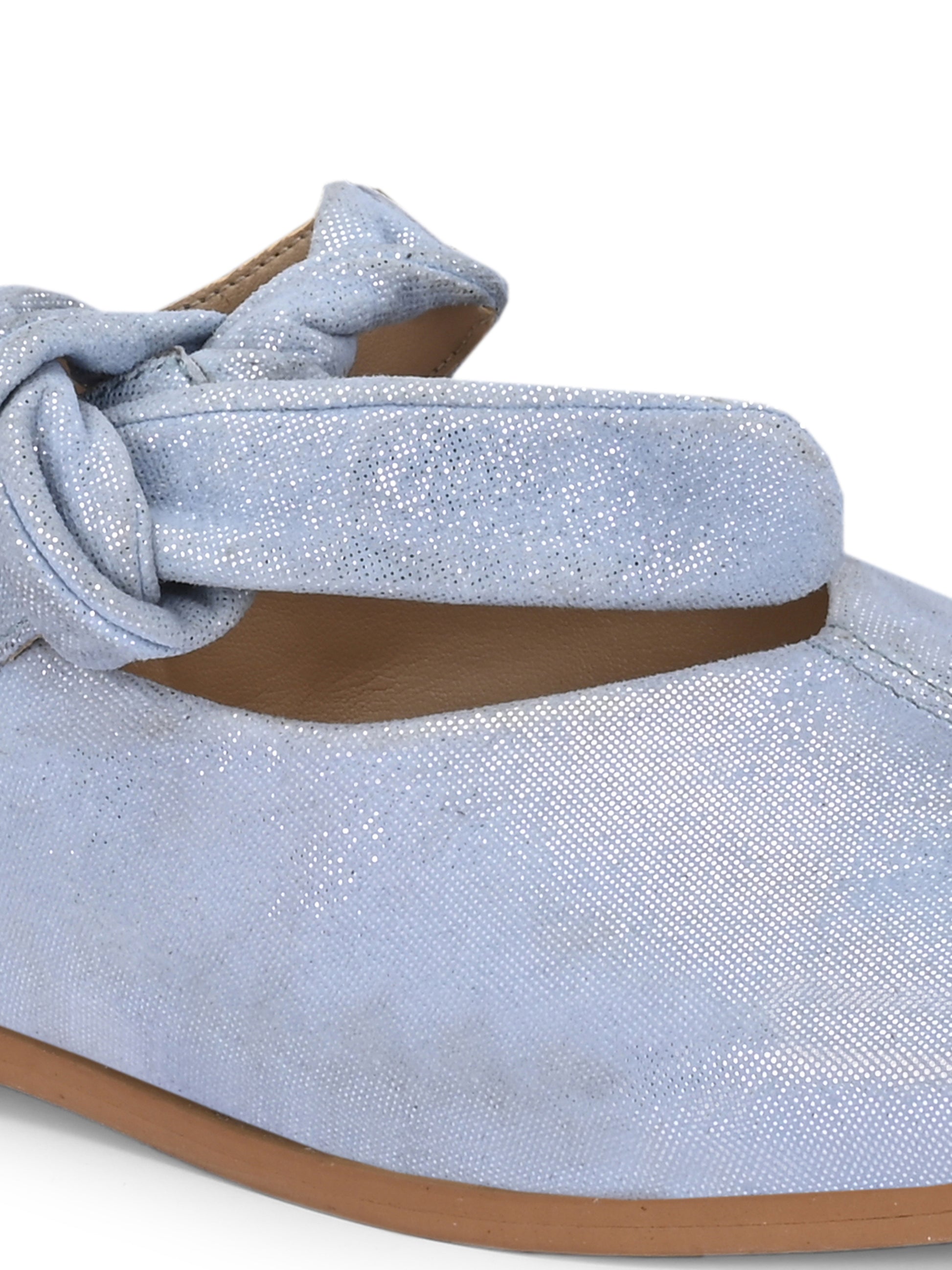 Powder Blue Color Velvet Flats – Tie-Up Square Toe Shoes