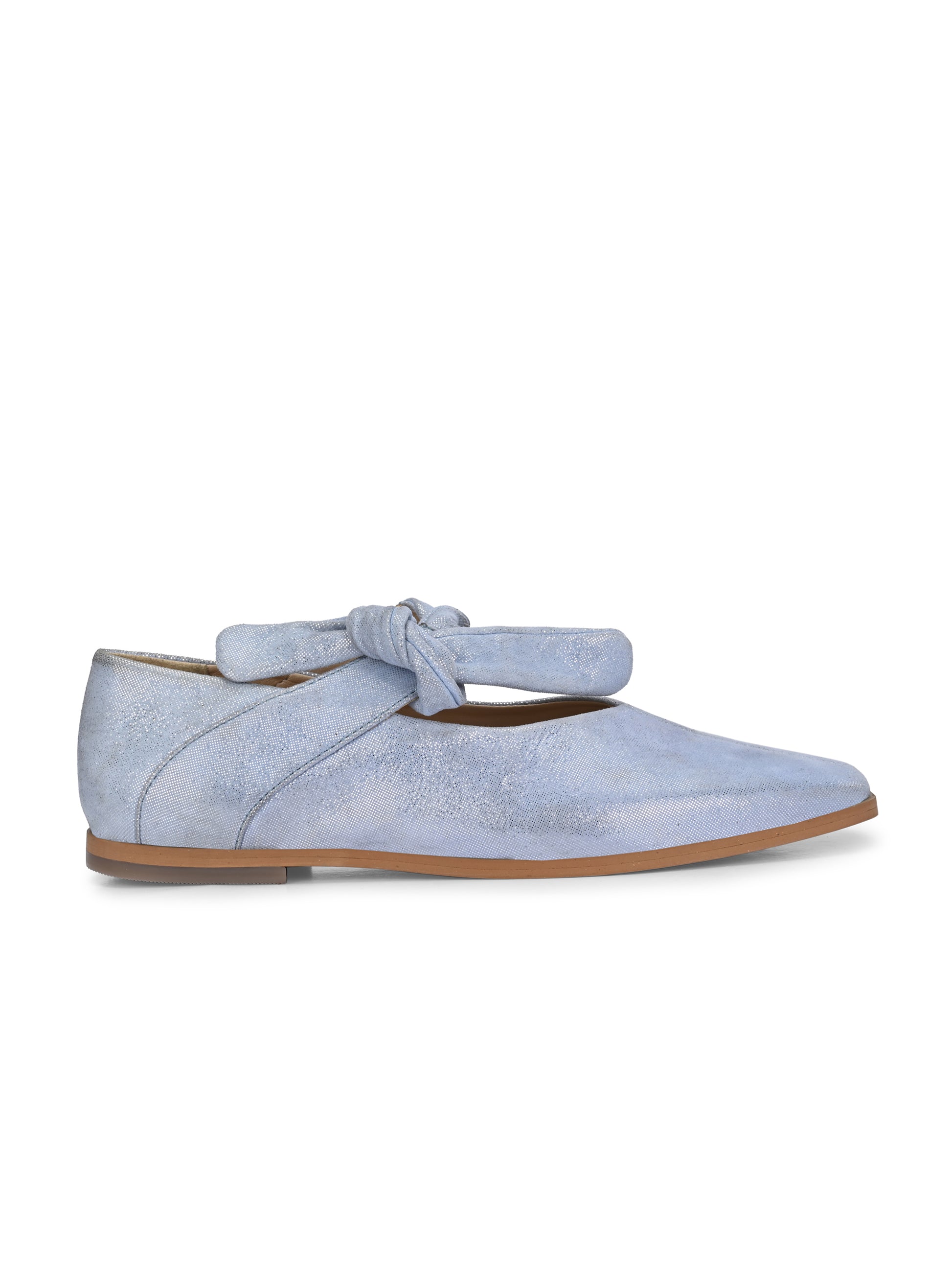 Powder Blue Color Velvet Flats – Tie-Up Square Toe Shoes