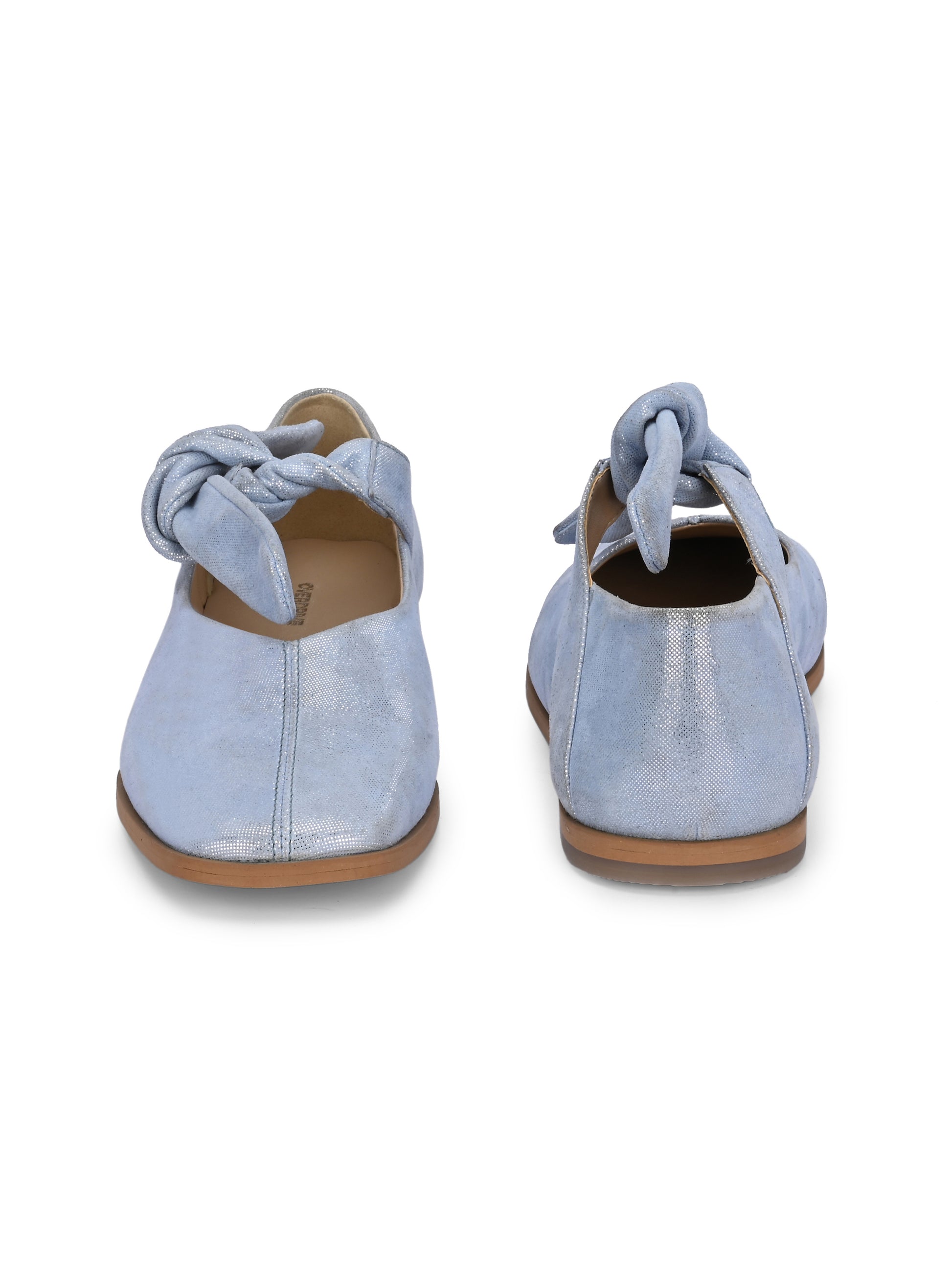 Powder Blue Color Velvet Flats – Tie-Up Square Toe Shoes