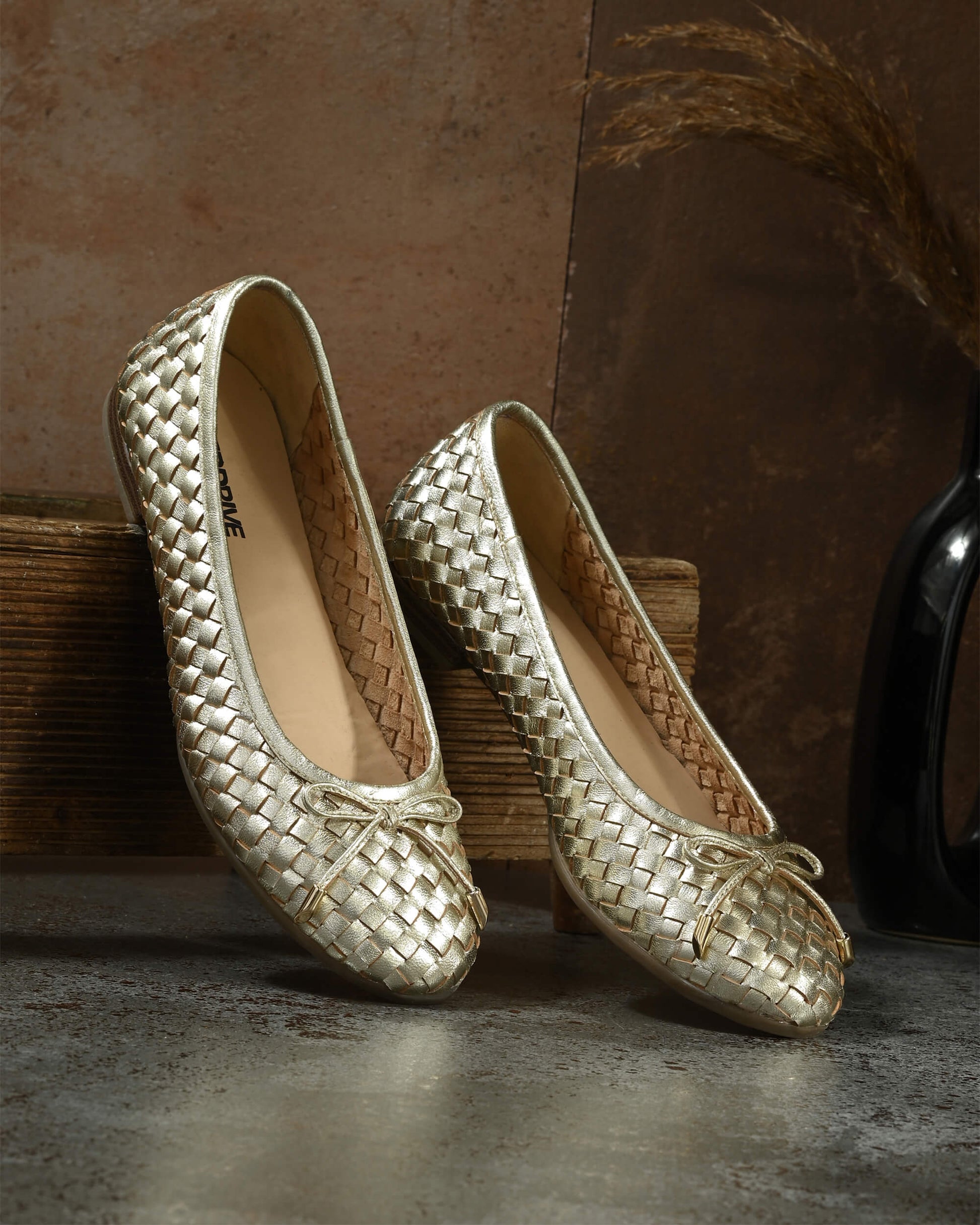 Florence Gold Leather Ballerina