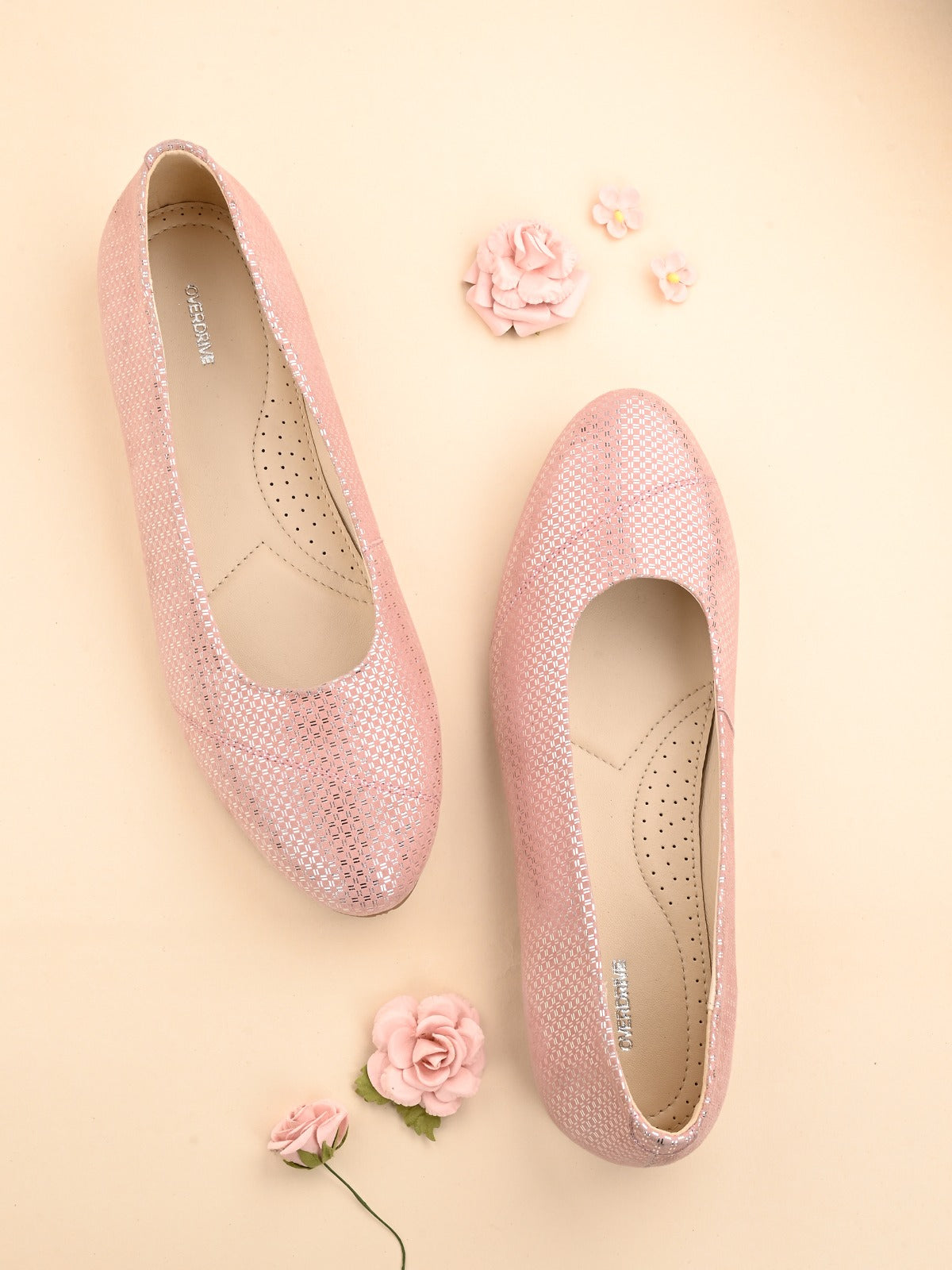 Pastel Pink Textured Ballet Flats