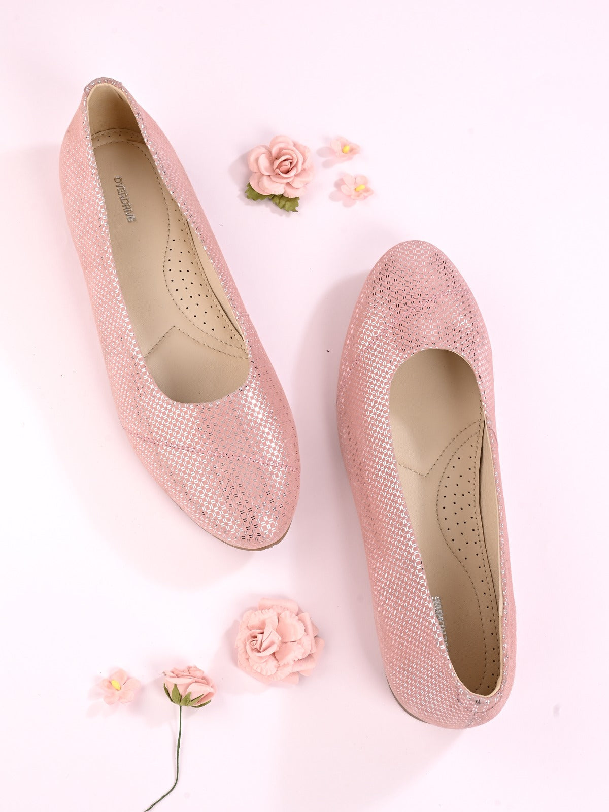 Pastel Pink Textured Ballet Flats