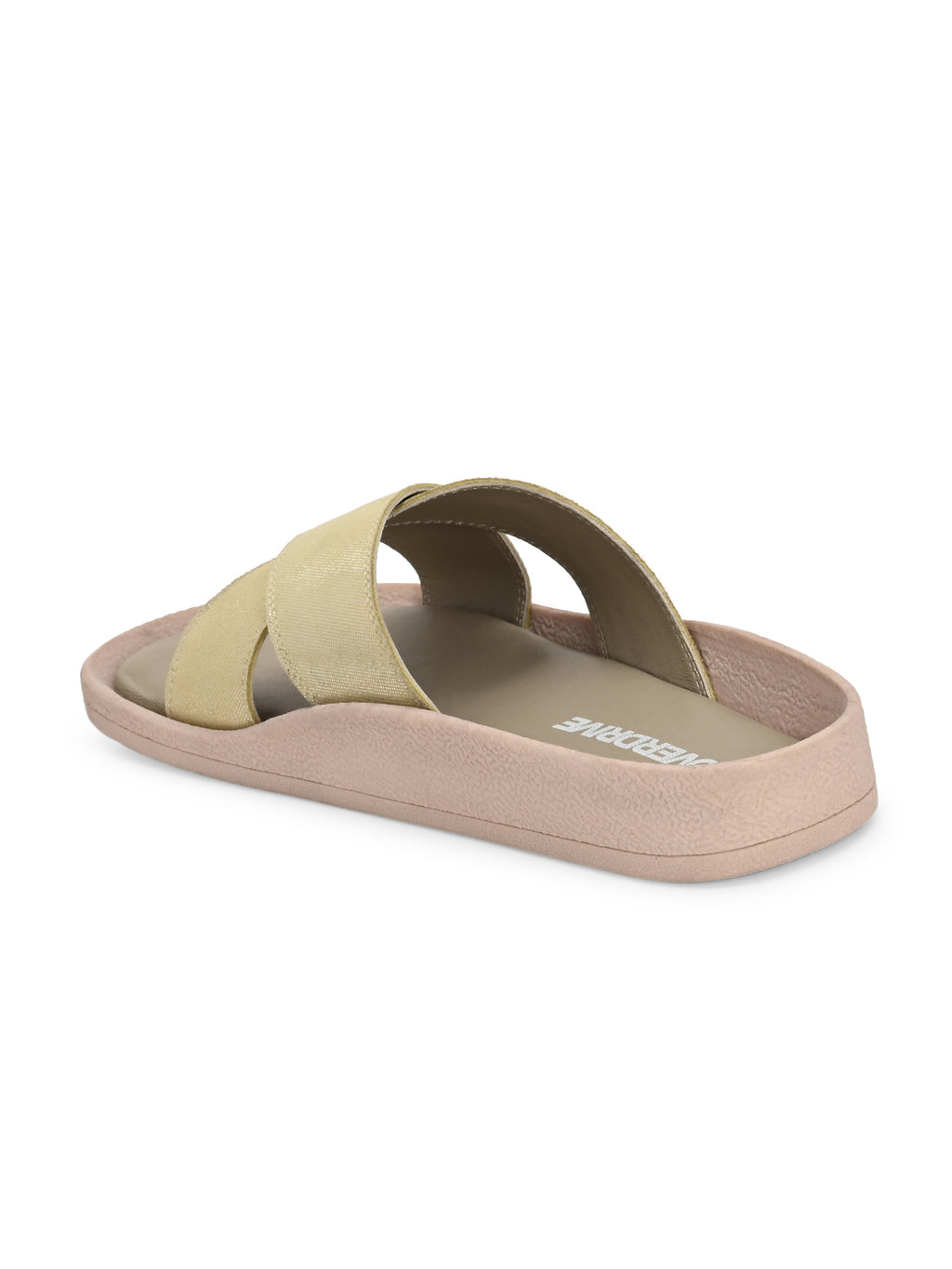 Golden Crisscross Slide Sandals
