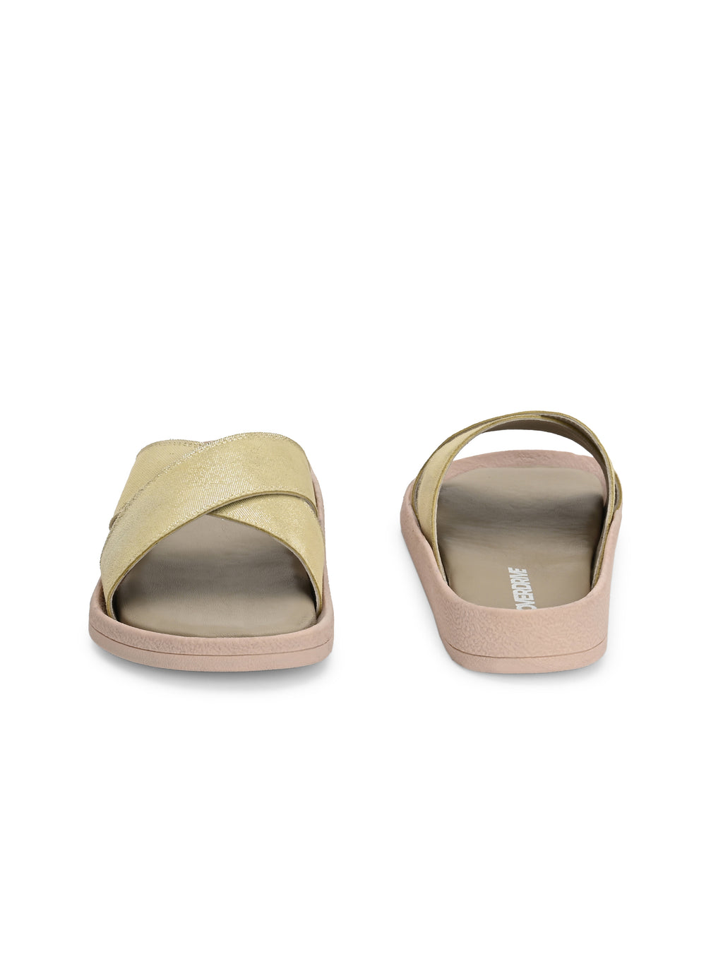 Golden Crisscross Slide Sandals