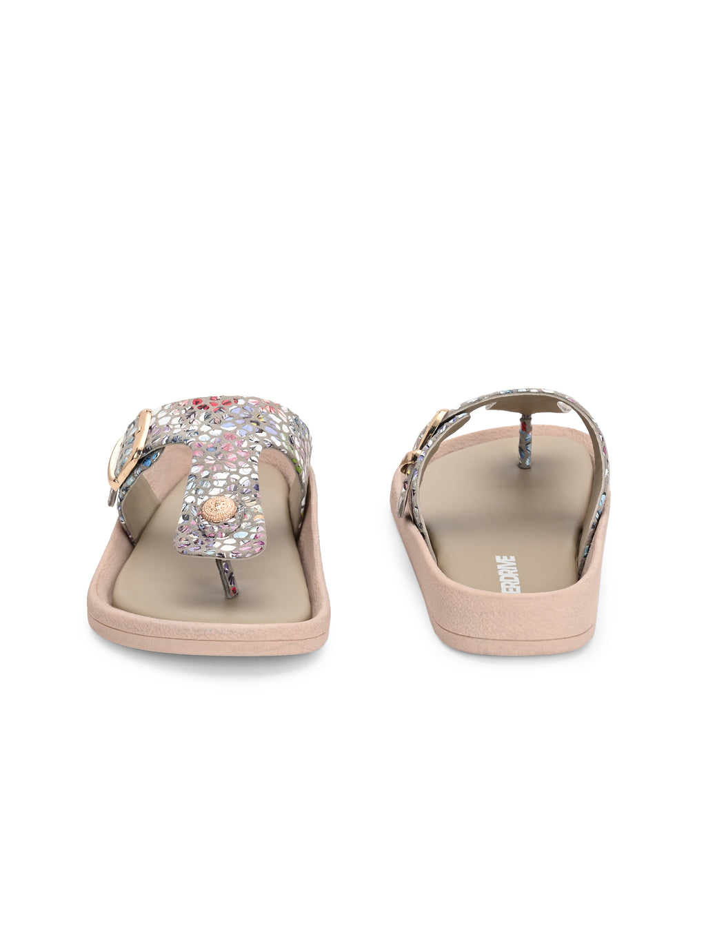 Multicolor Embellished Toe Ring Sandals