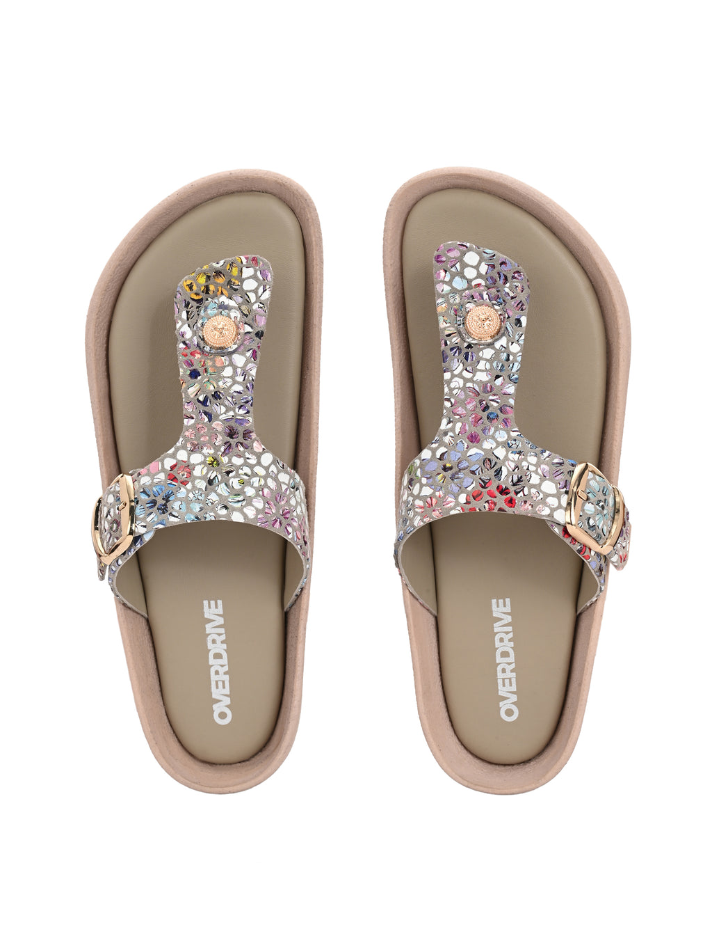 Multicolor Embellished Toe Ring Sandals