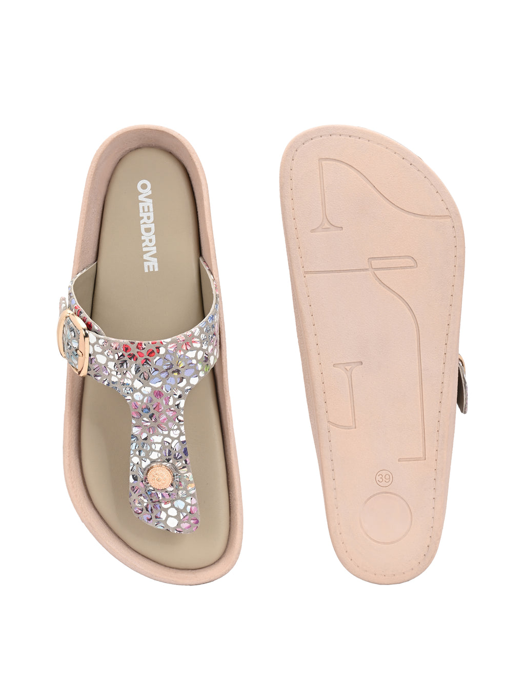 Multicolor Embellished Toe Ring Sandals