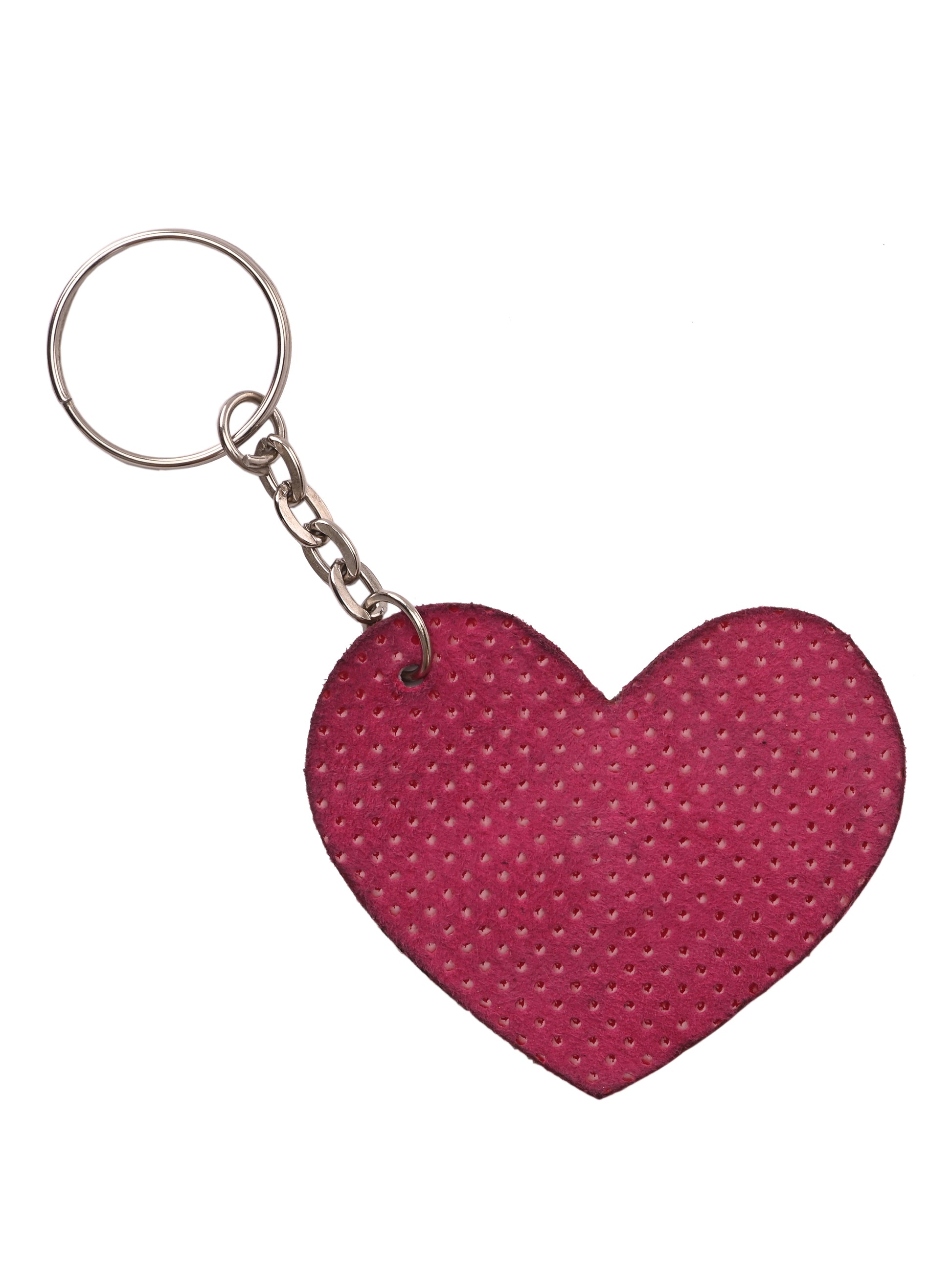 LoveLink Perforated pink leather key chain