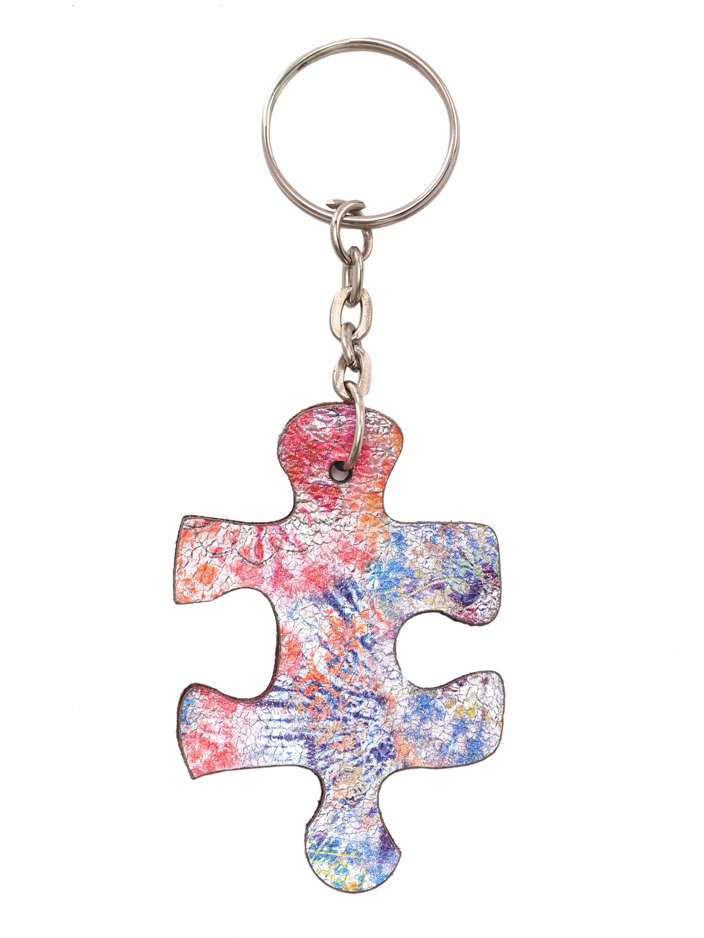 Puzzle Pop Leather Keychain Pink