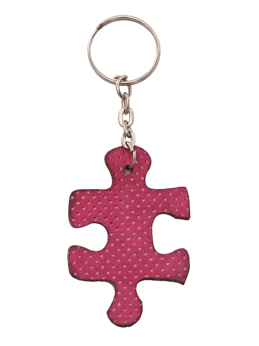 Puzzle Pop Leather Keychain Pink