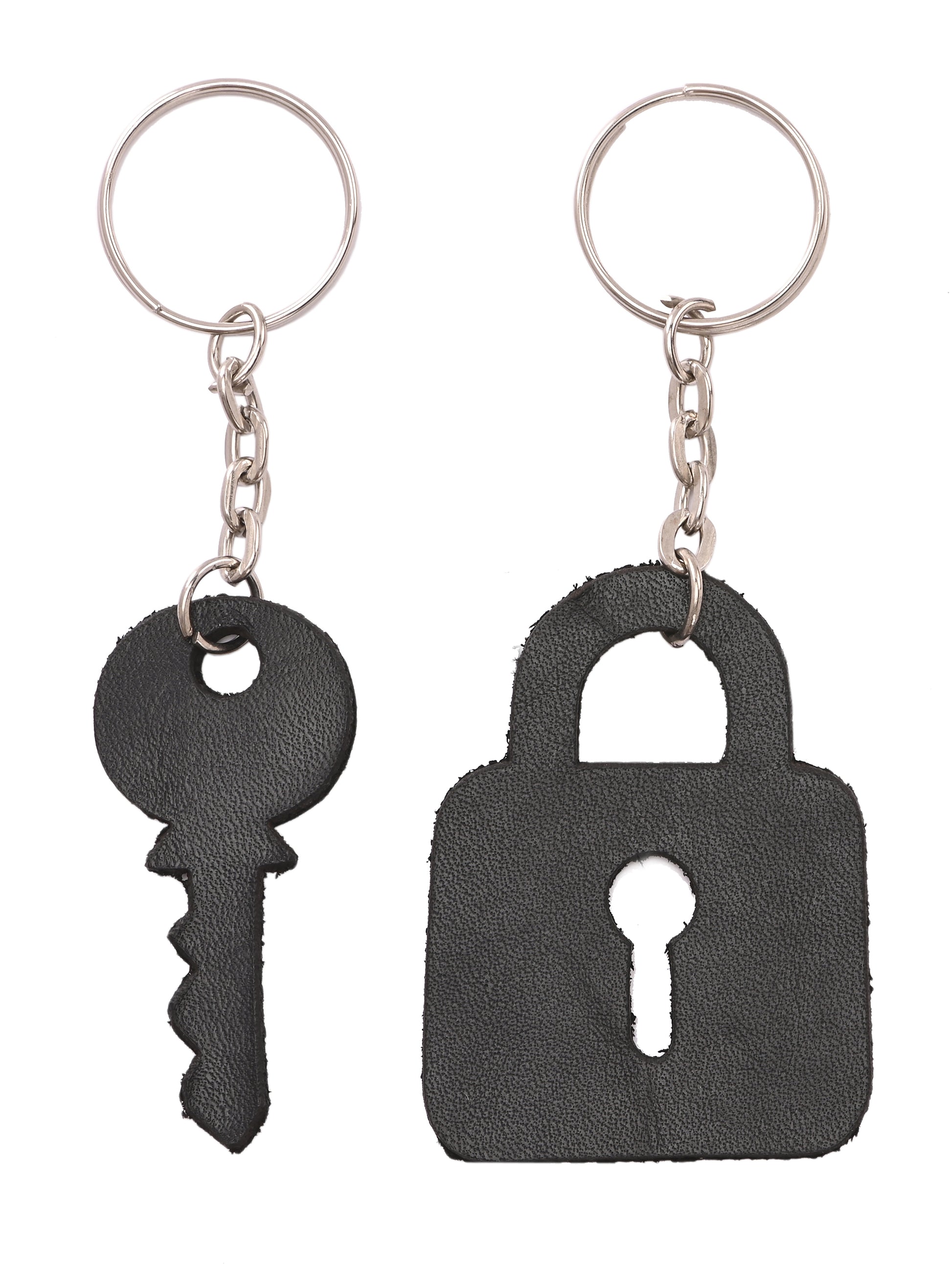 Lock & Key Leather Keychain