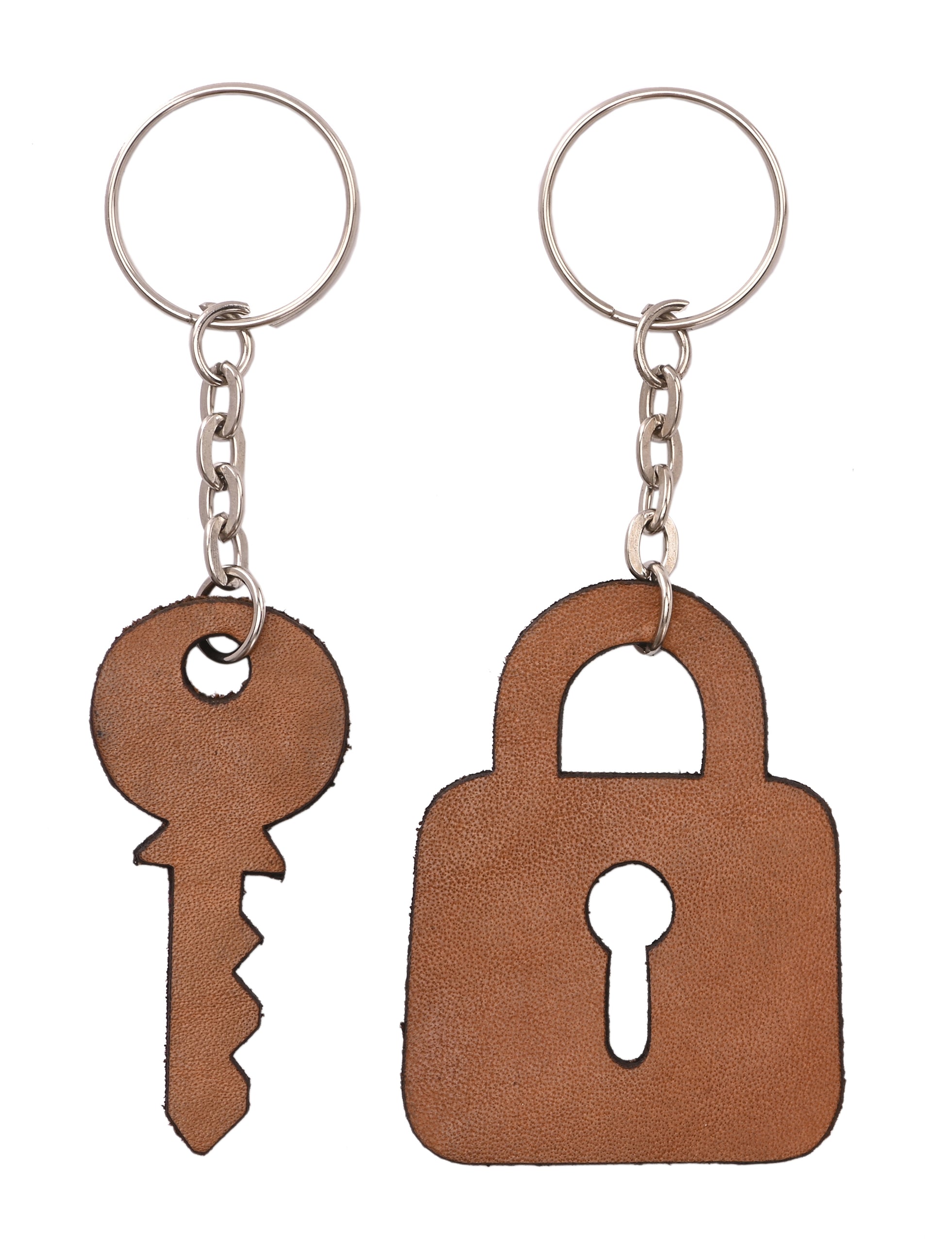 Lock & Key Leather Keychain