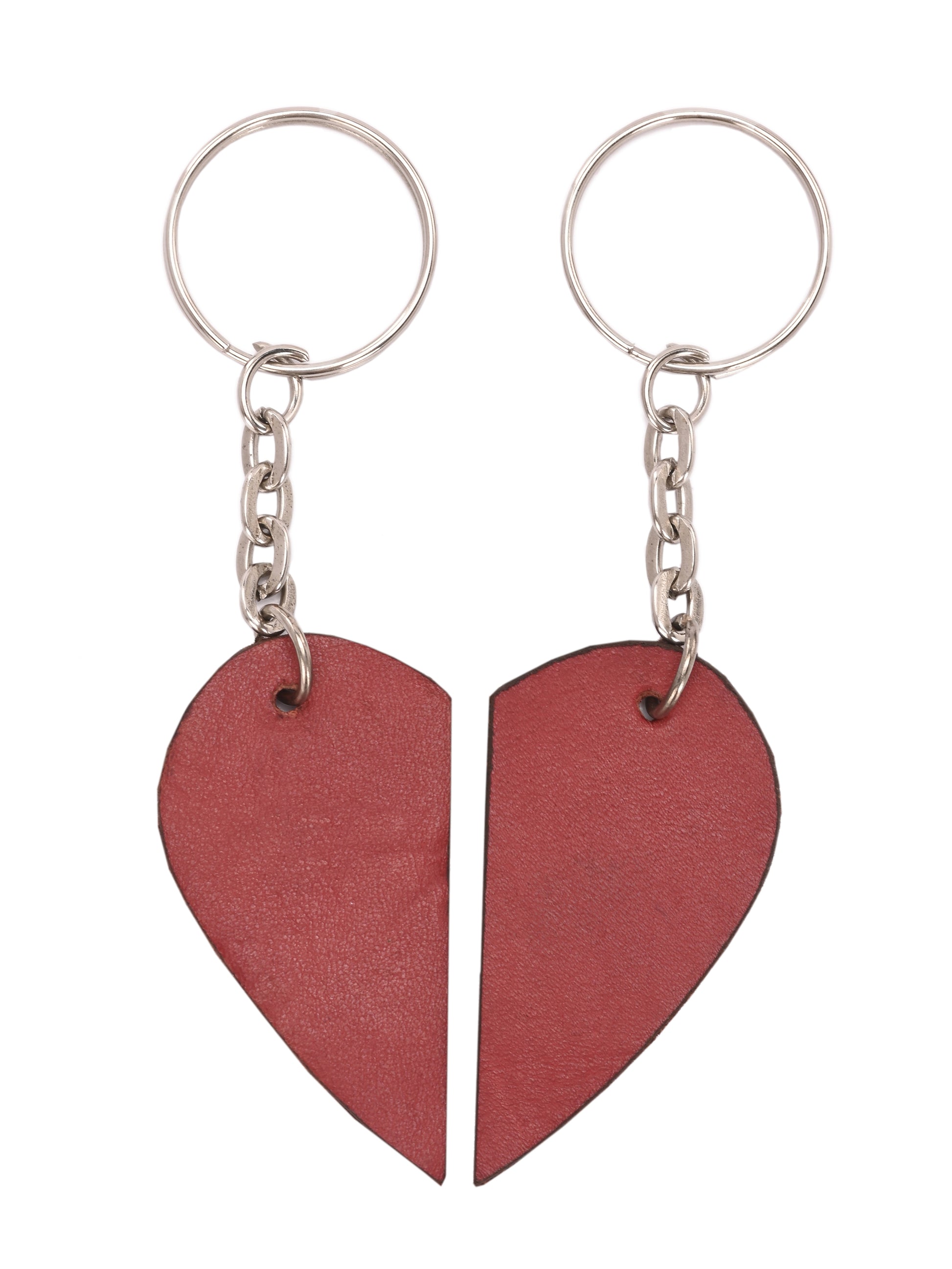 Split Heart Leather Keychain Set