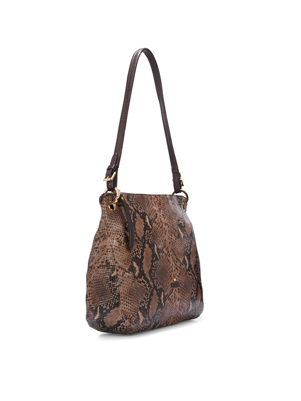 Serpentine Brown Leather Shoulder Bag