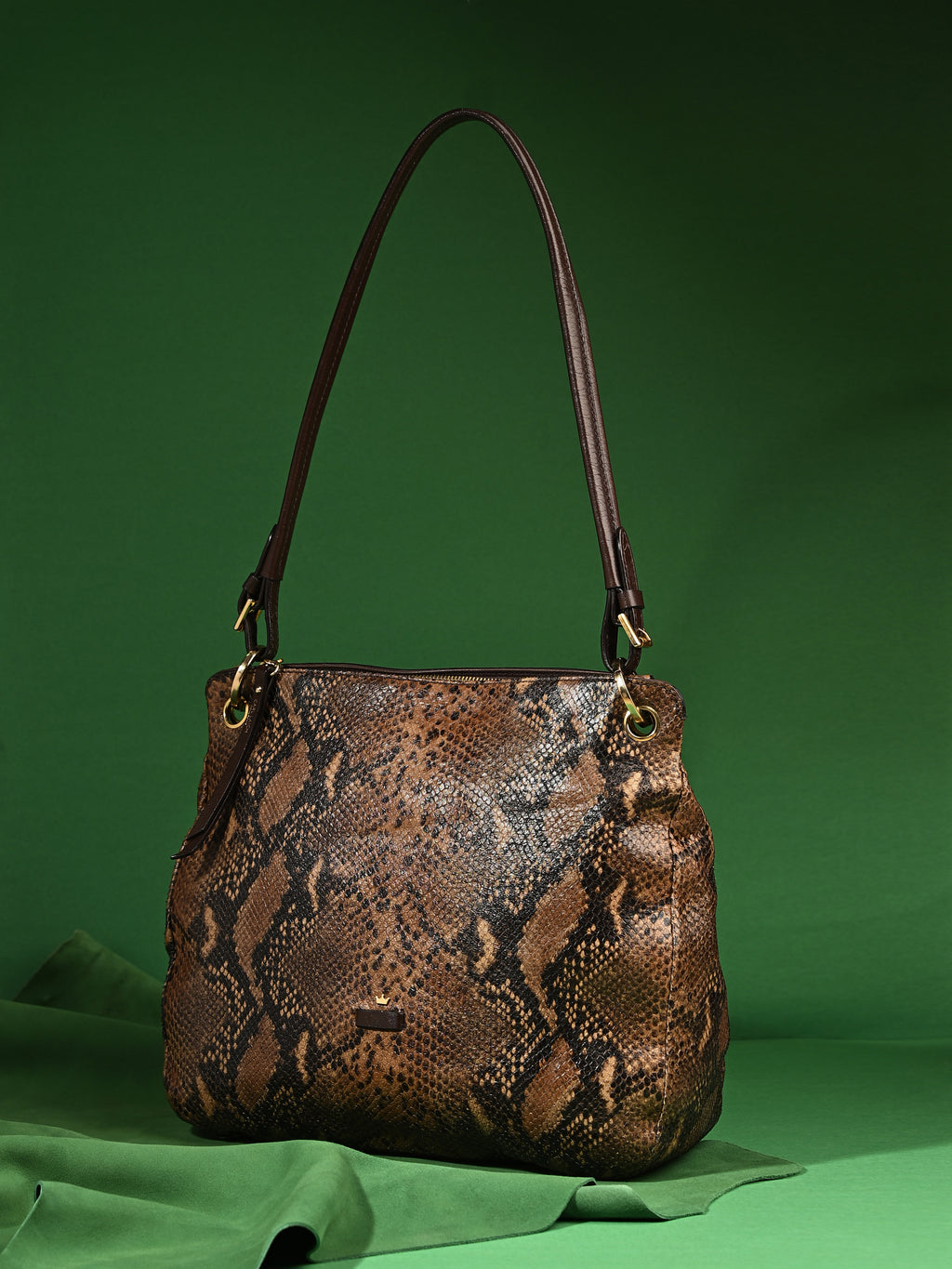 Serpentine Brown Leather Shoulder Bag