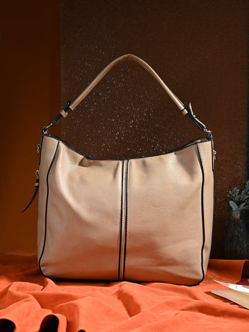 Elara Tan Leather Shoulder Bag