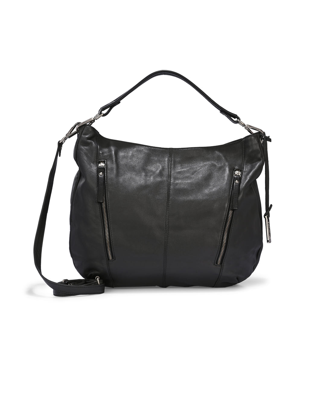 Noir Vela Leather Hobo Bag