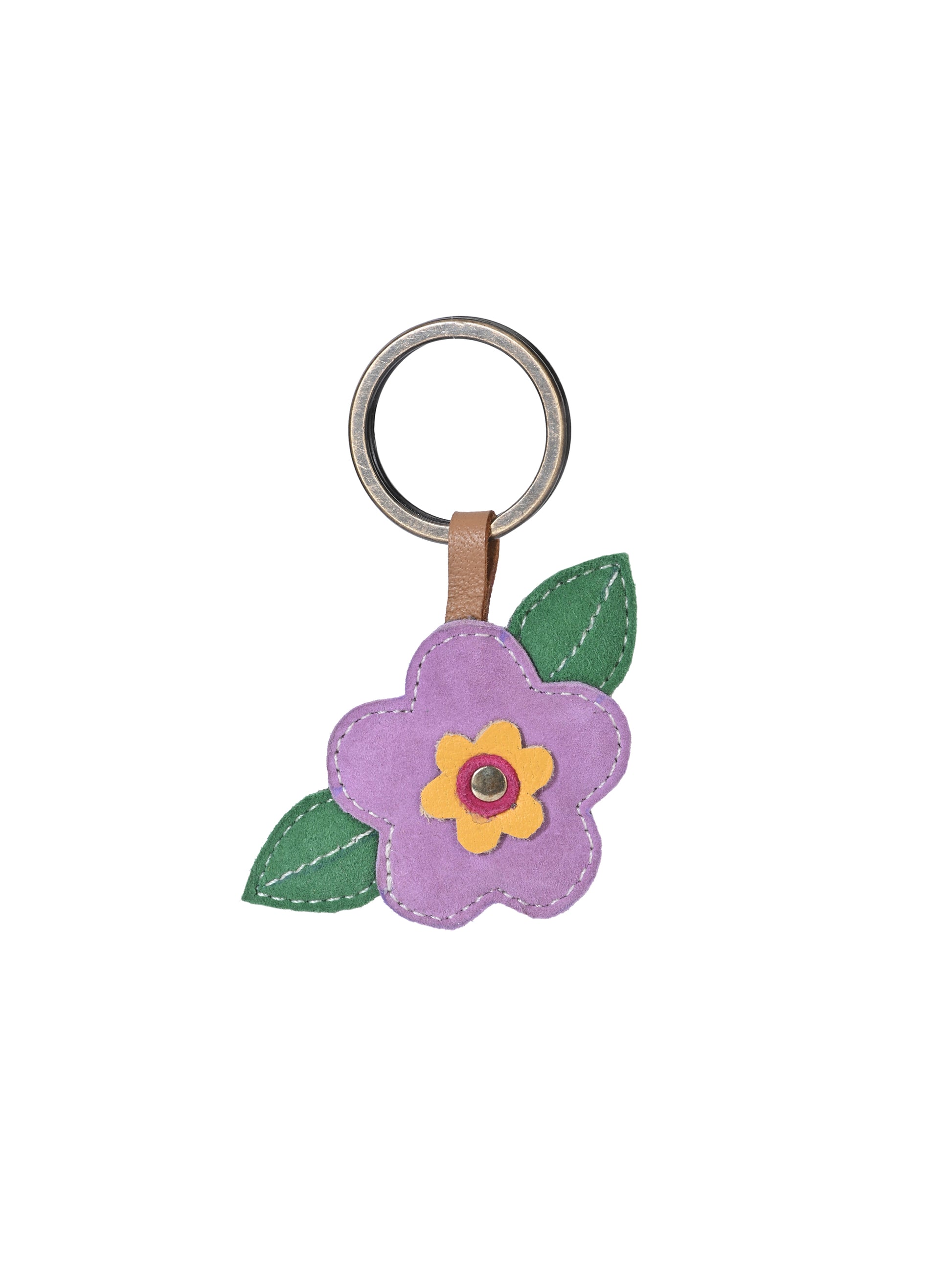 Lavender Blossom Leather Key Ring