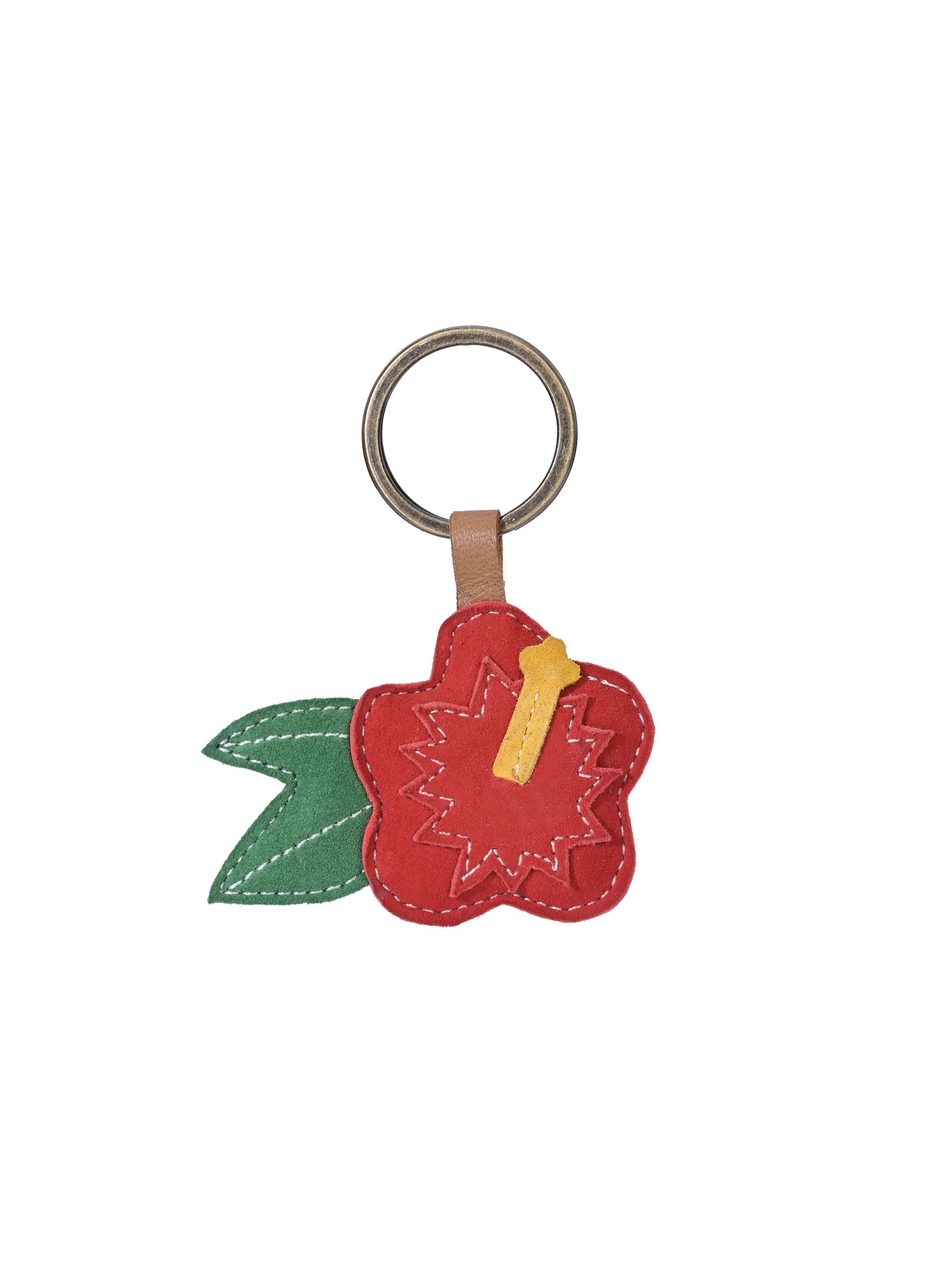 Hibiscus Bloom Leather Key Ring