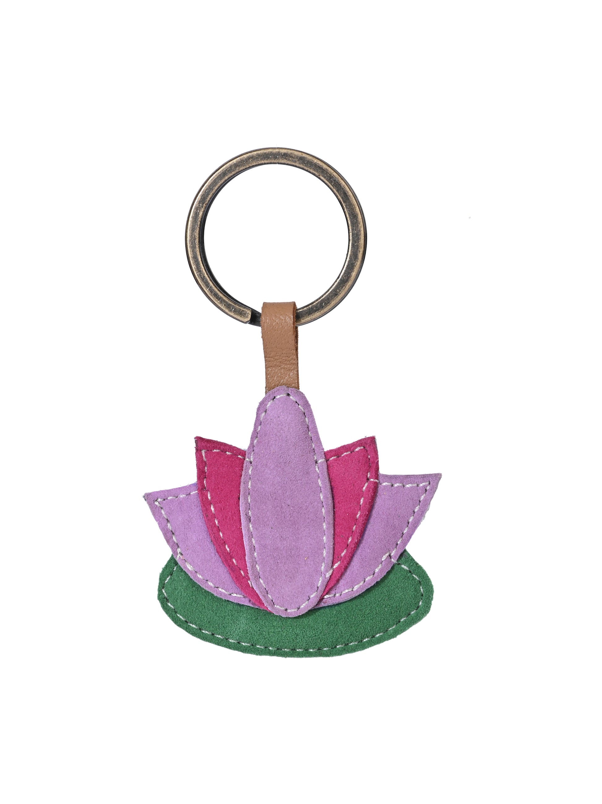 Blooming Lotus Leather Keyring