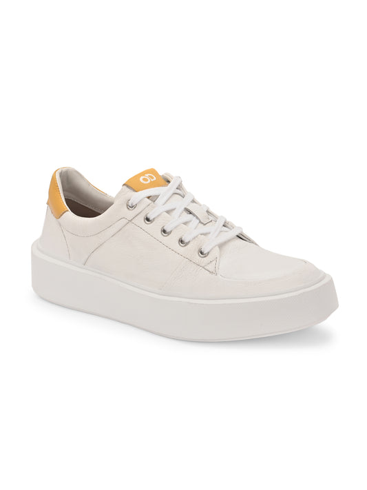 Velocity White Tan Leather Sneakers