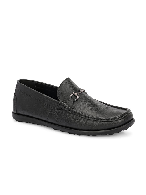 Signature Black Buckle Loafers
