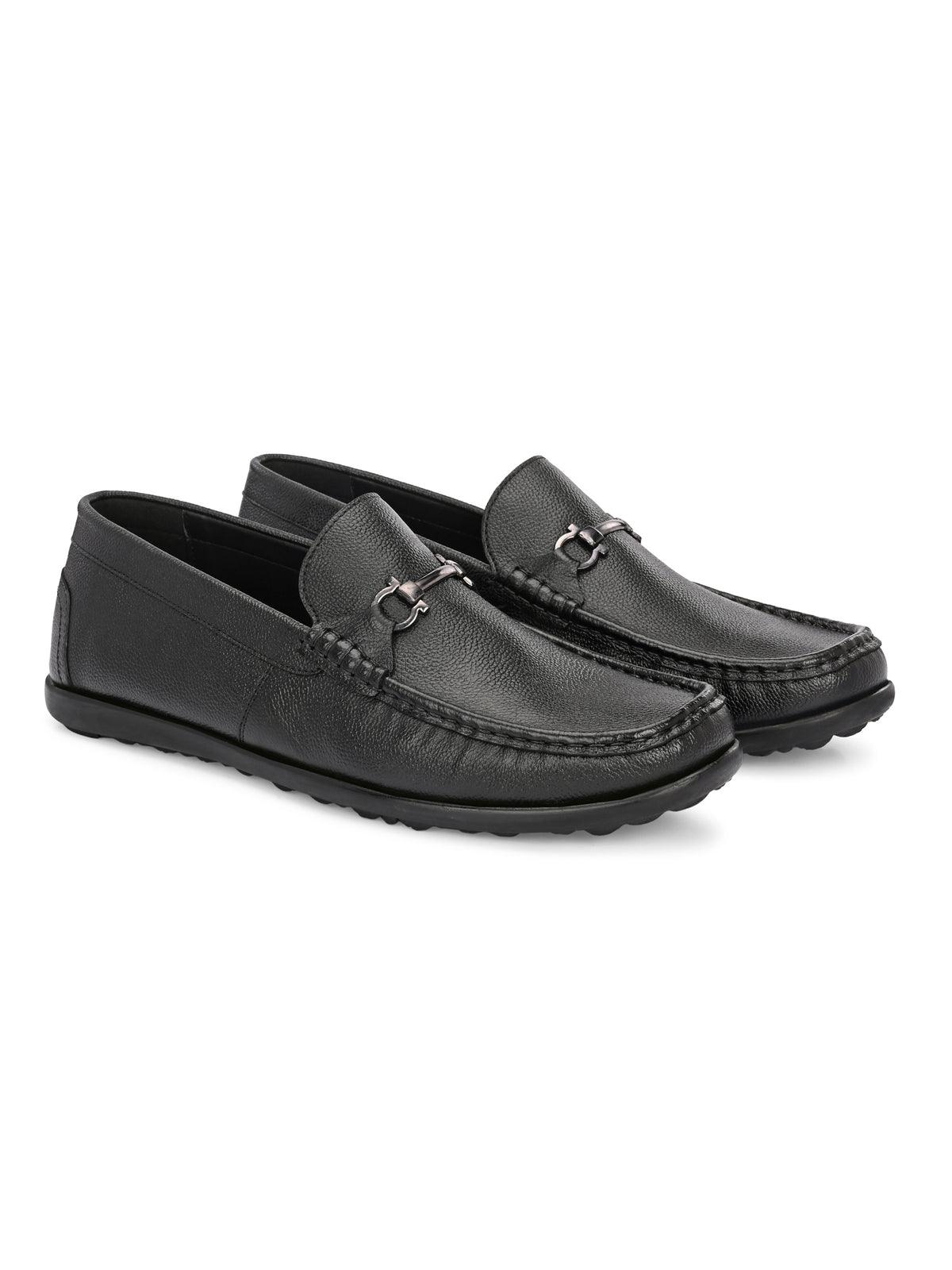 Signature Black Buckle Loafers