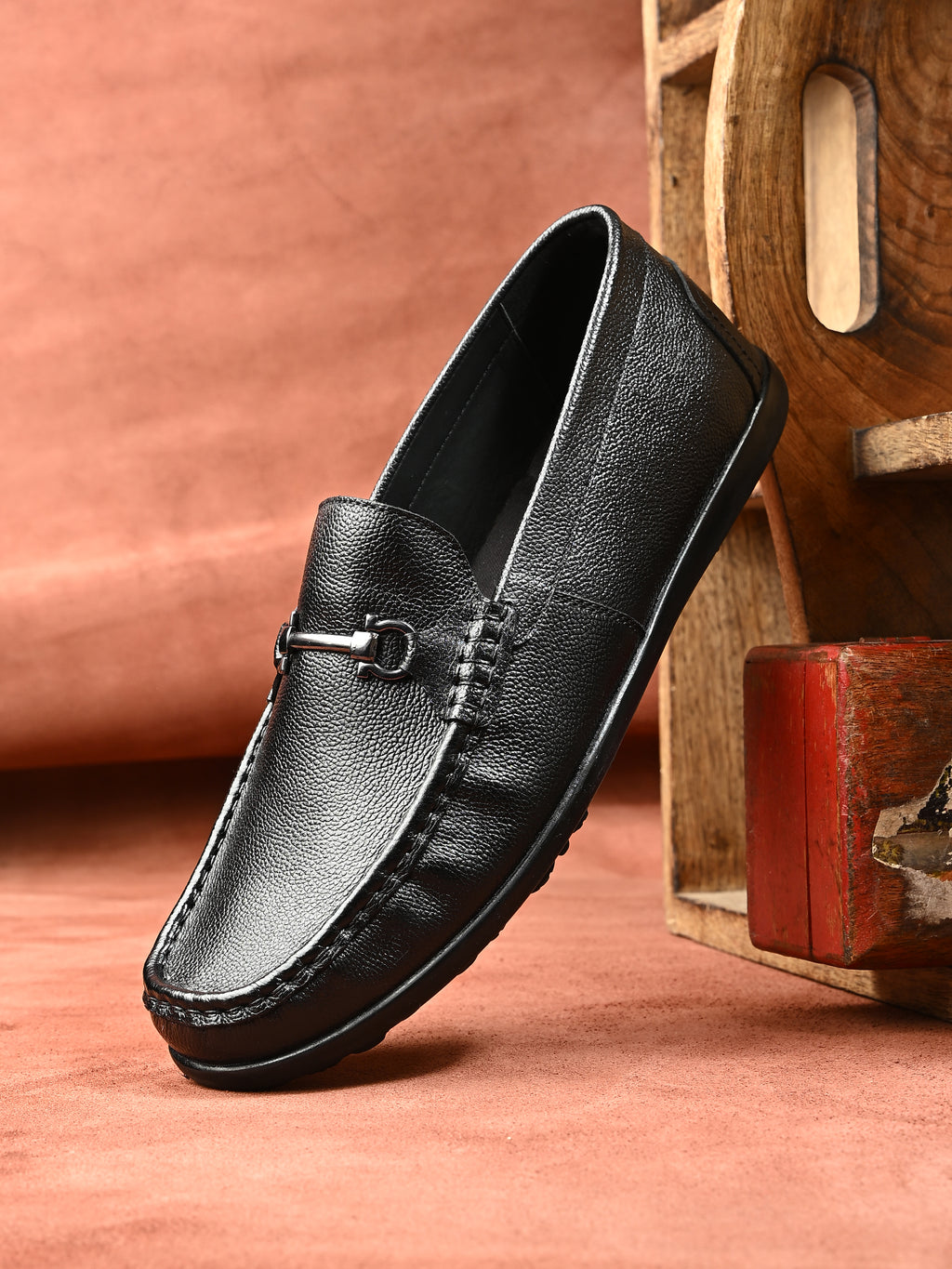 Signature Black Buckle Loafers
